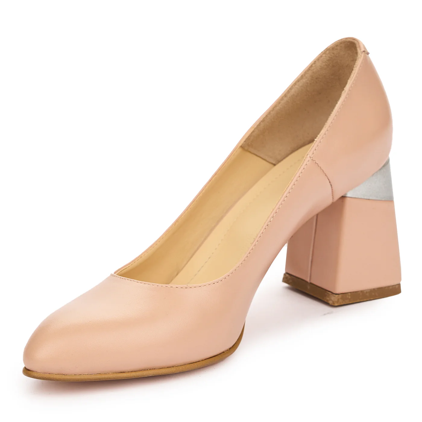 Pantofi dama din piele naturala roz cu toc 8 cm 12991 - Image 3