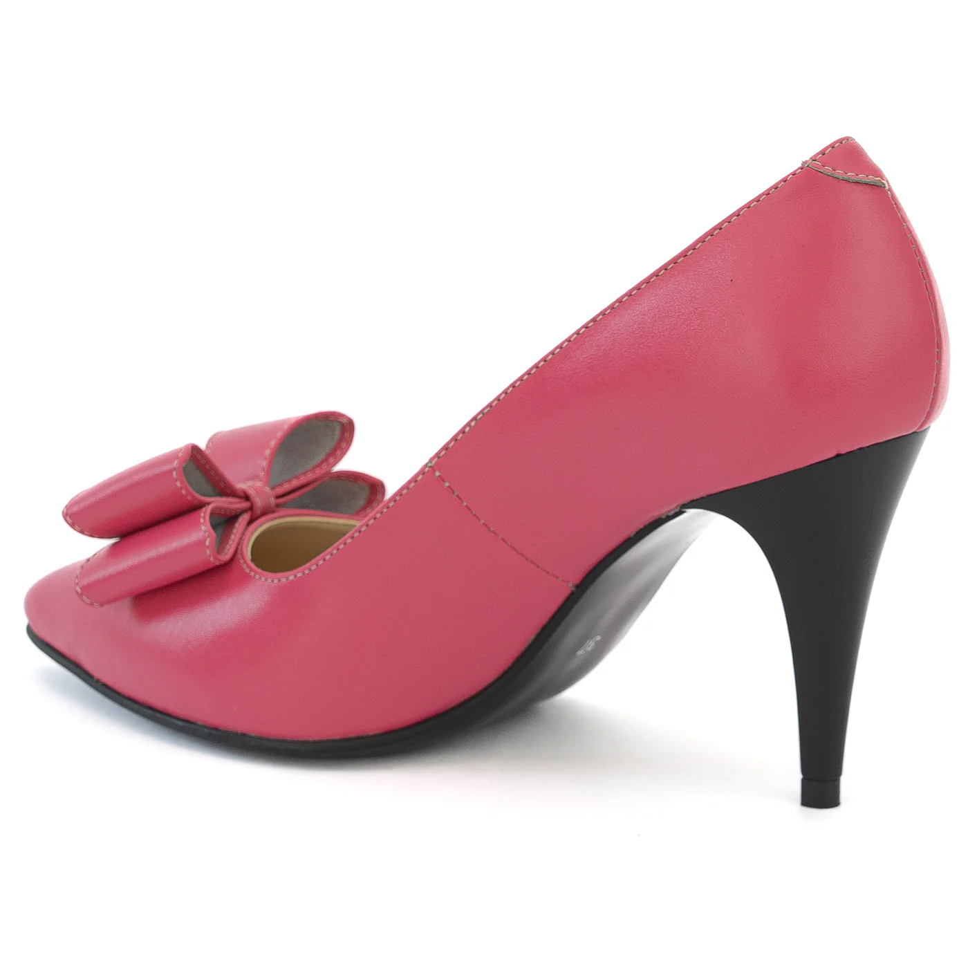 Pantofi dama din piele naturala roz cu toc subtire 13995 - Image 2
