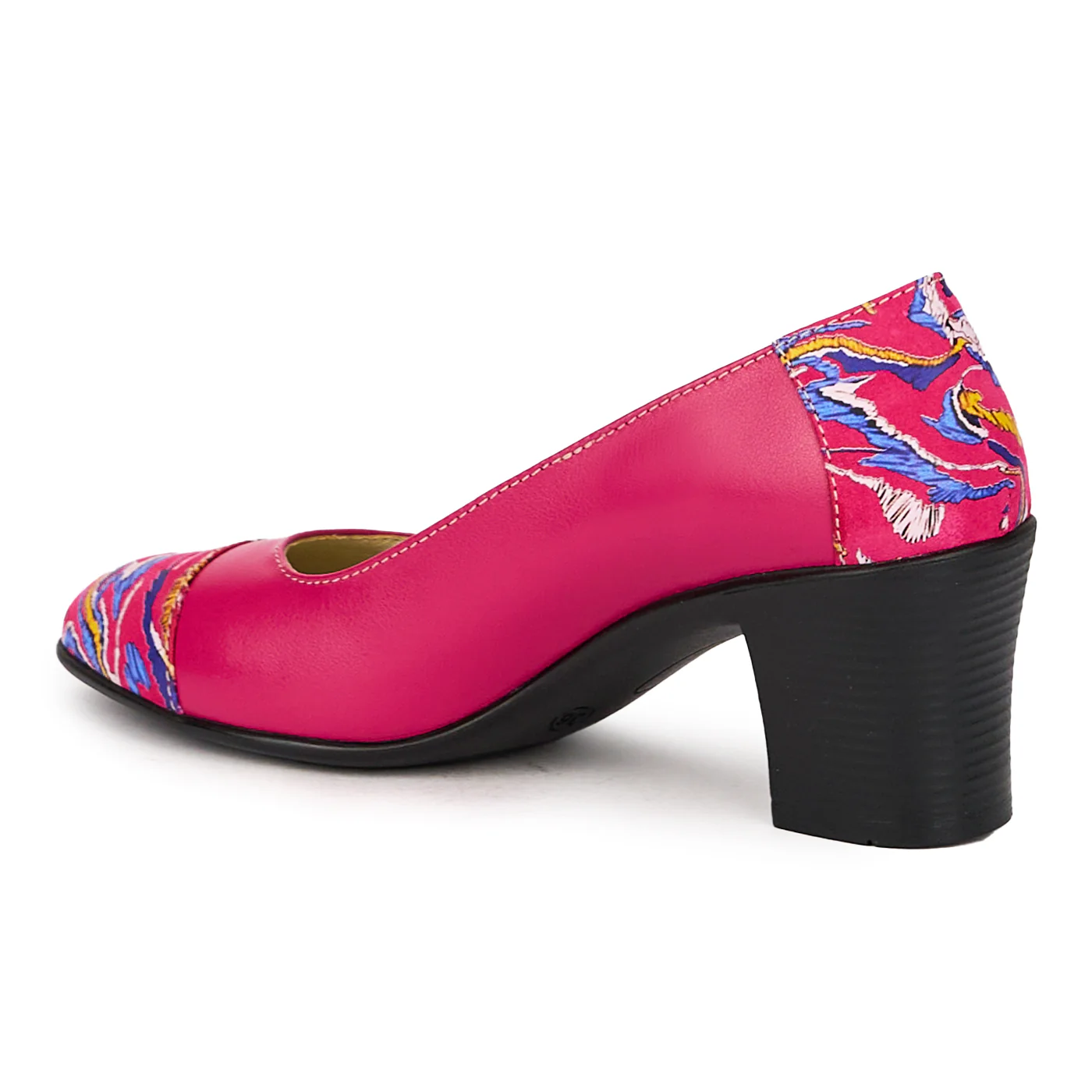 Pantofi dama din piele naturala roz-fucsia cu toc gros 6 cm 16047 - Image 2