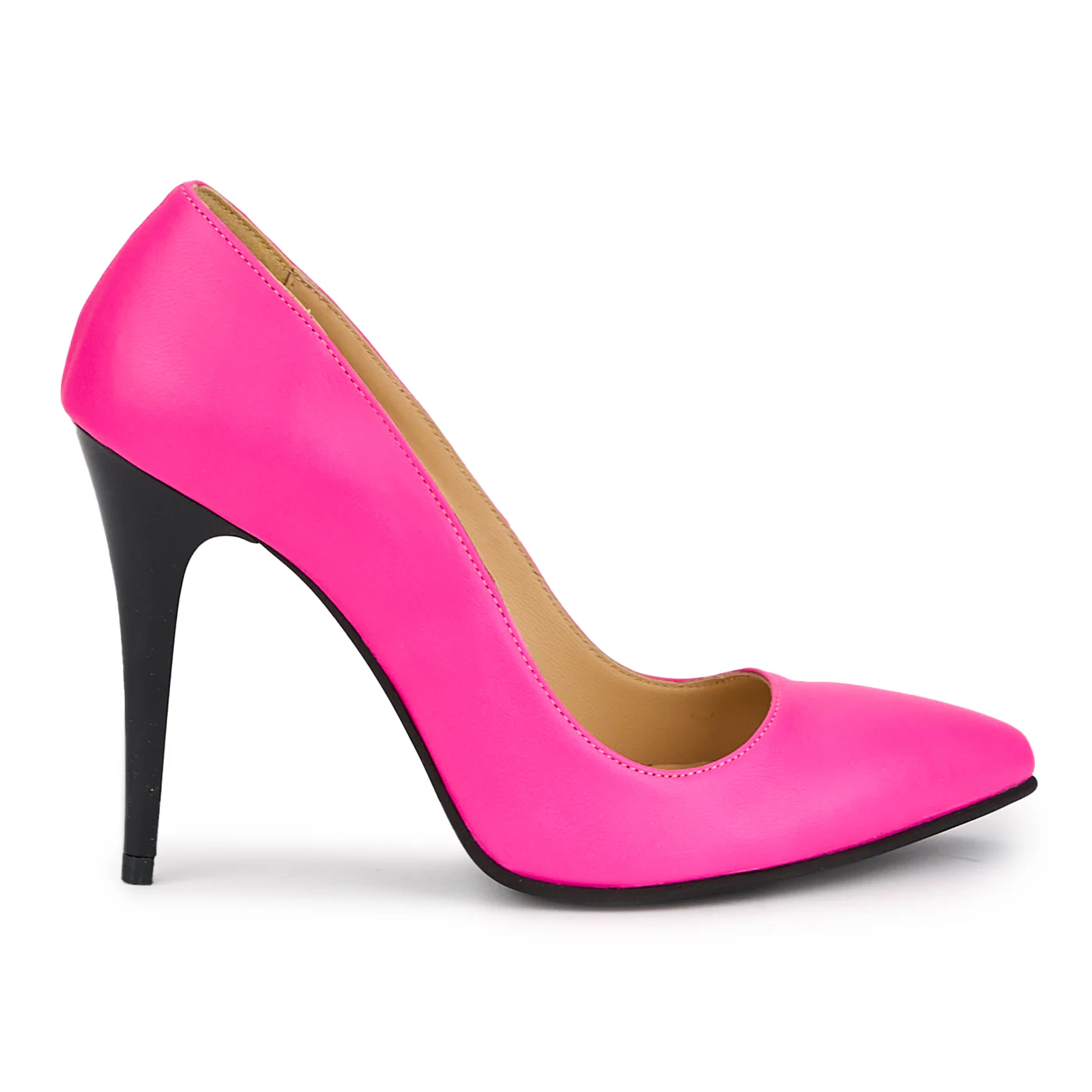 Pantofi dama din piele naturala roz-fucsia cu toc subtire 11 cm 15230