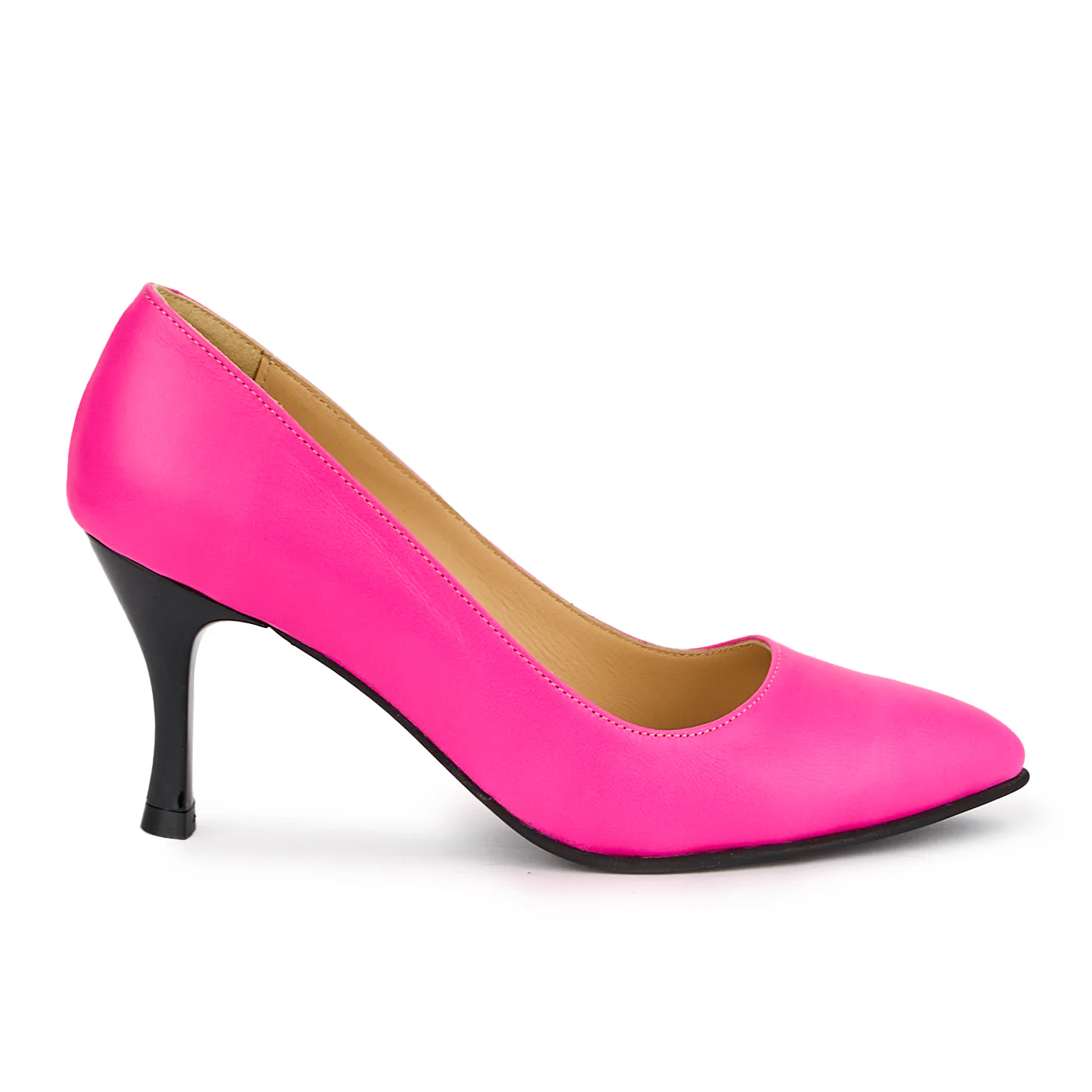 Pantofi dama din piele naturala roz-fucsia cu toc subtire 8 cm 15228
