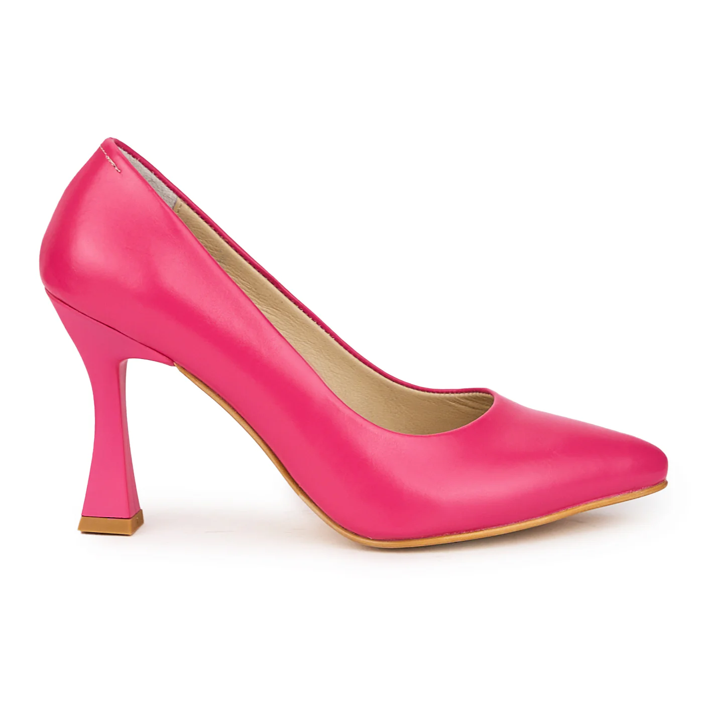 Pantofi dama din piele naturala roz-fucsia cu toc subtire 9 cm 15918