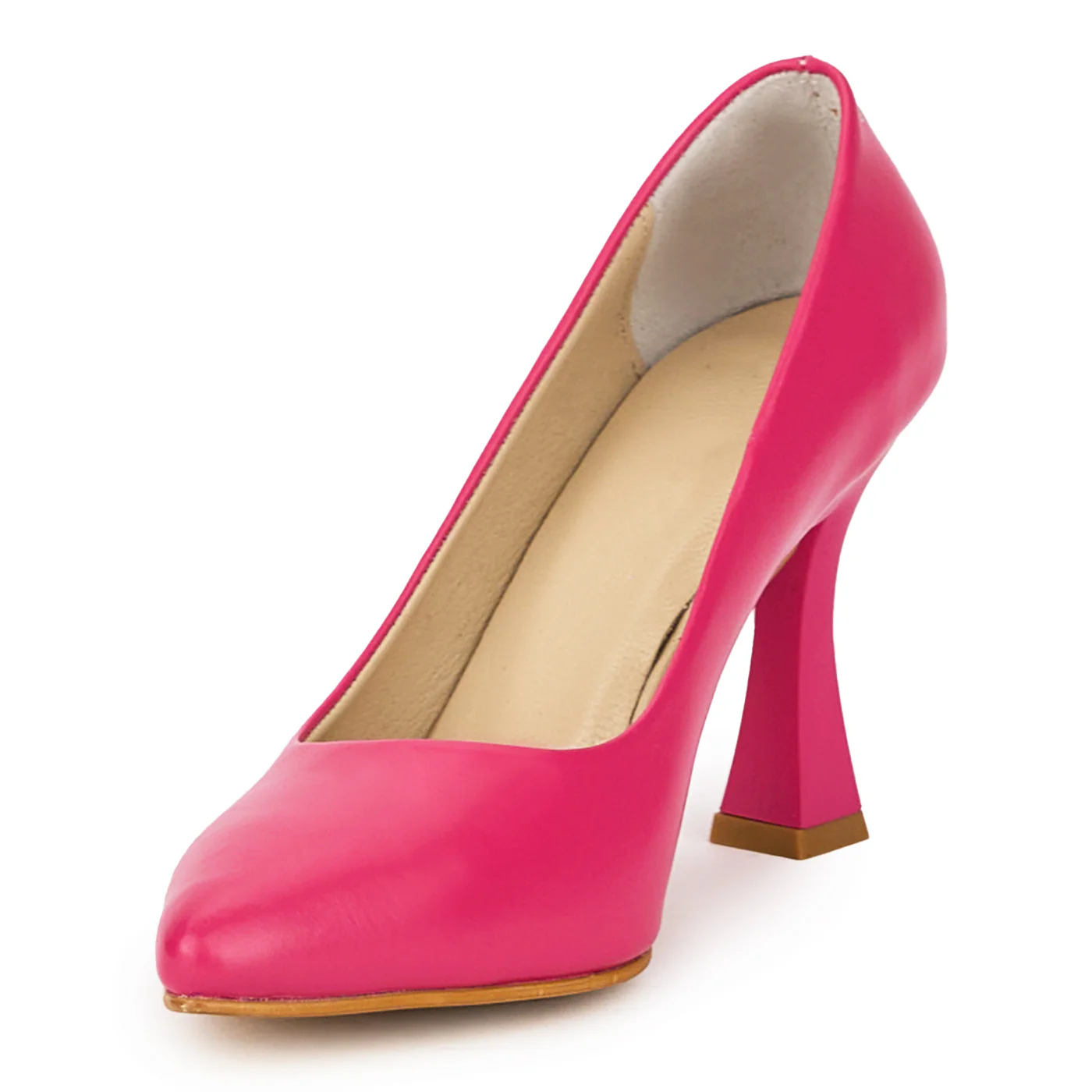 Pantofi dama din piele naturala roz-fucsia cu toc subtire 9 cm 15918 - Image 3