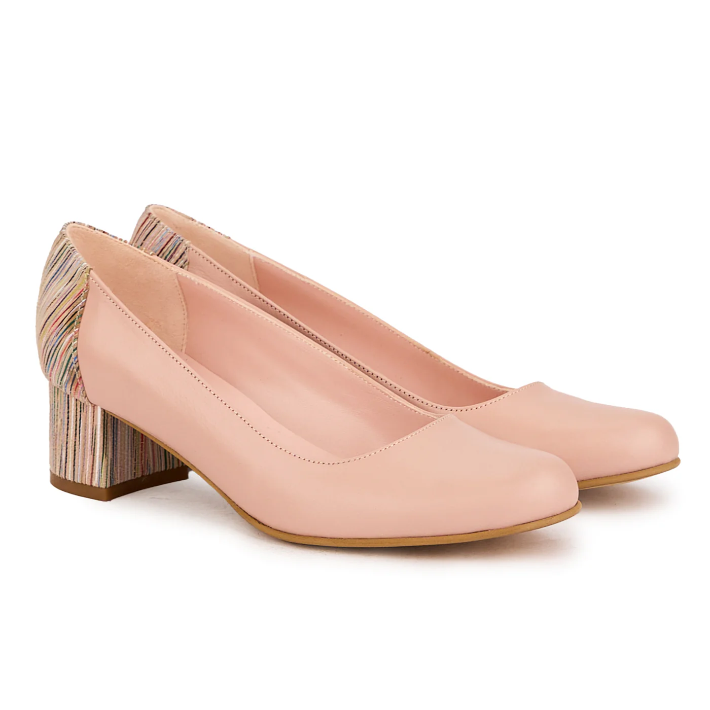 Pantofi dama din piele naturala roz-nude cu toc mic 4.5 cm 16764 - Image 4