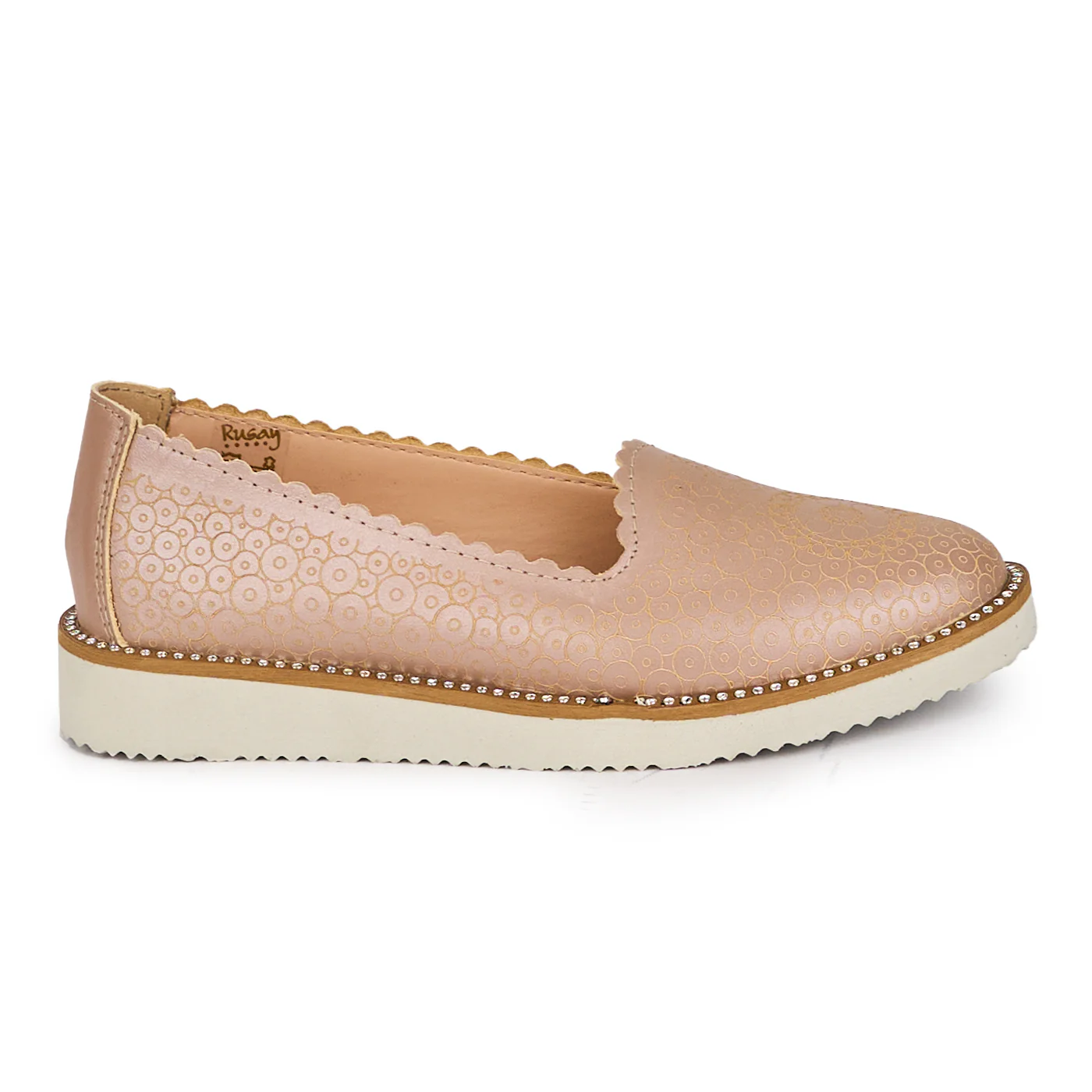 Pantofi dama din piele naturala roz pal 18148