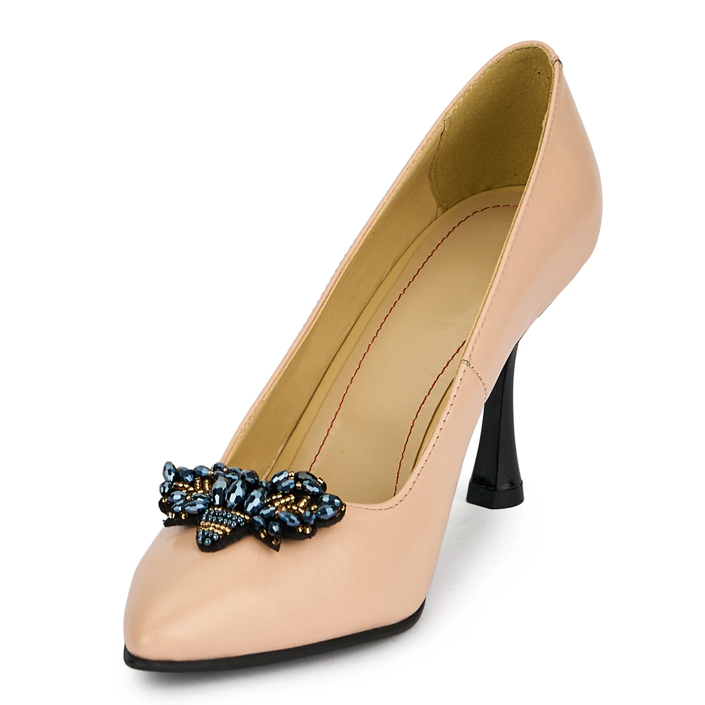 Pantofi dama din piele naturala roz pudra cu toc subtire 8.5 cm 19456 - Image 3
