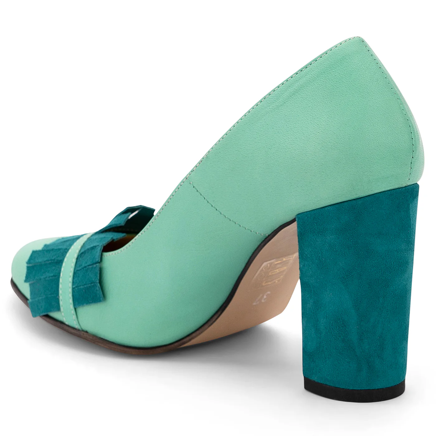 Pantofi dama din piele naturala verde 14106 - Image 2
