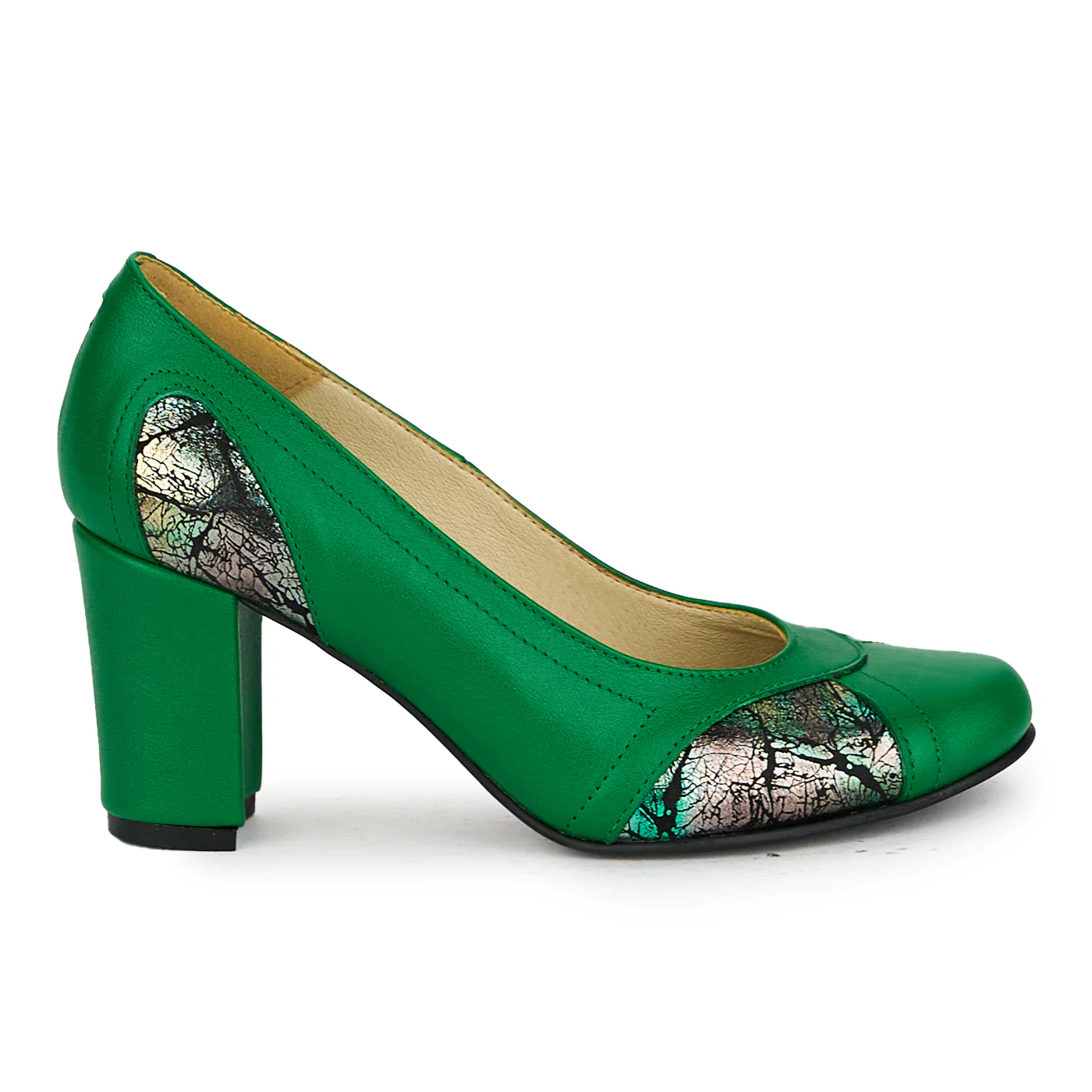Pantofi dama din piele naturala verde 17562