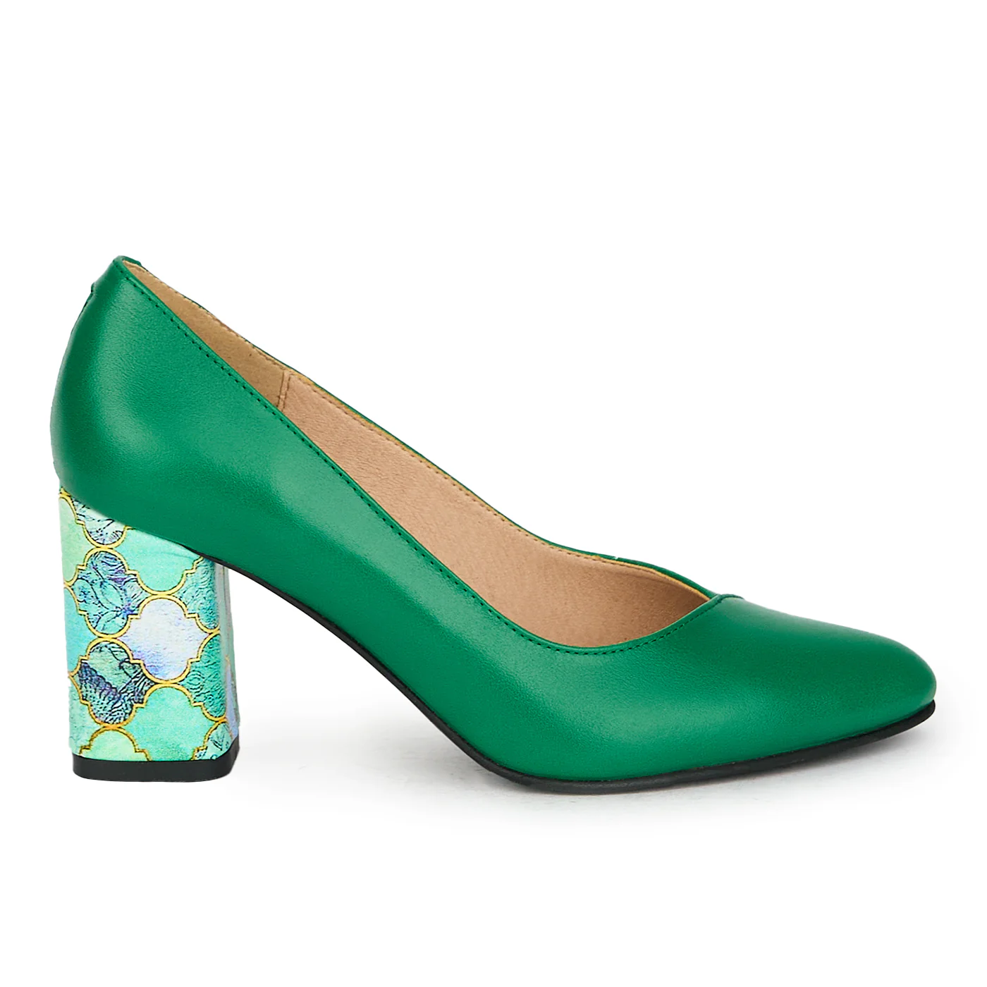 Pantofi dama din piele naturala verde 17637