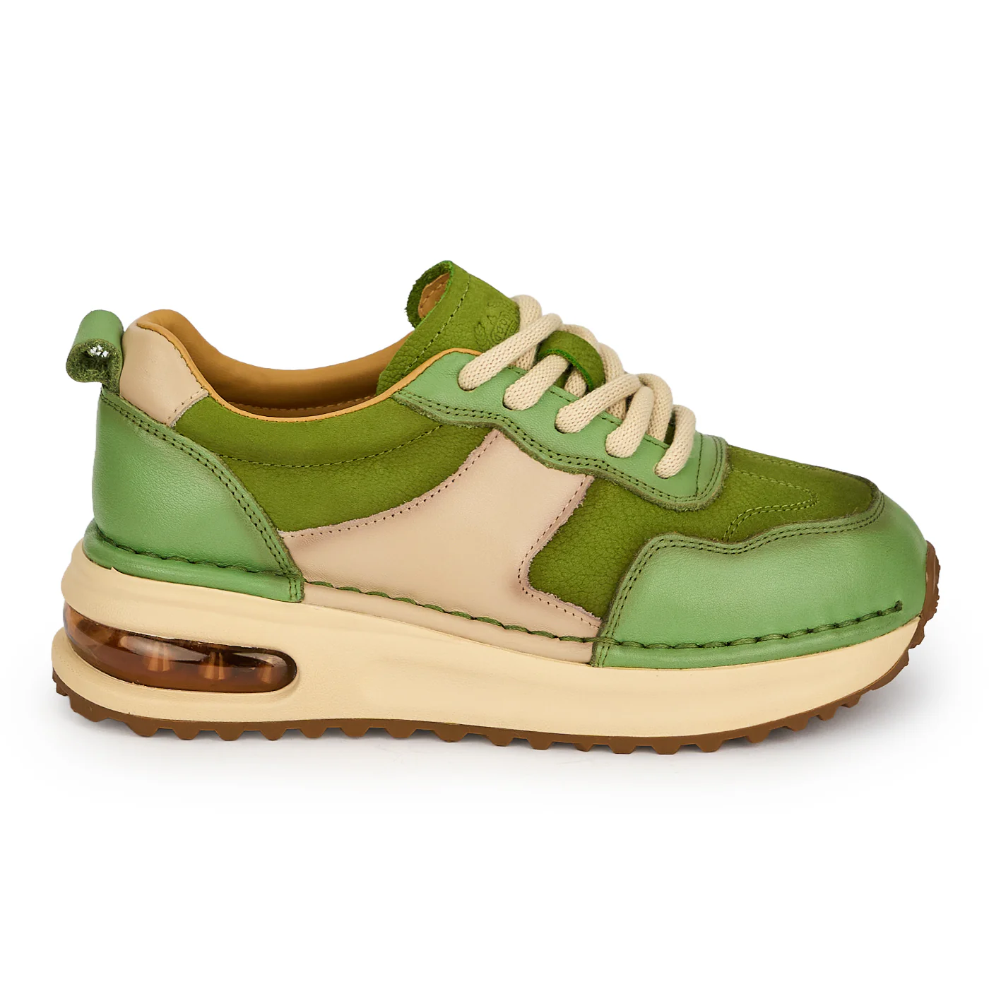 Pantofi dama din piele naturala verde 19336