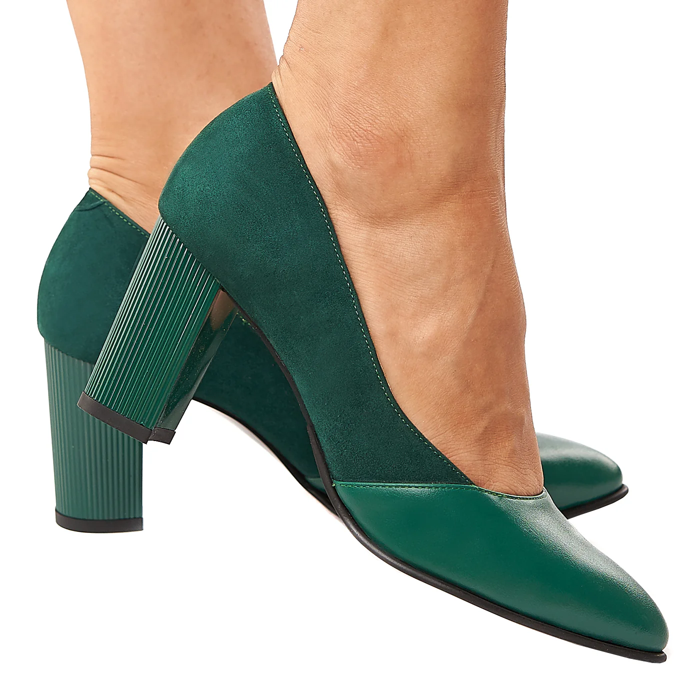 Pantofi dama din piele naturala verde 4215