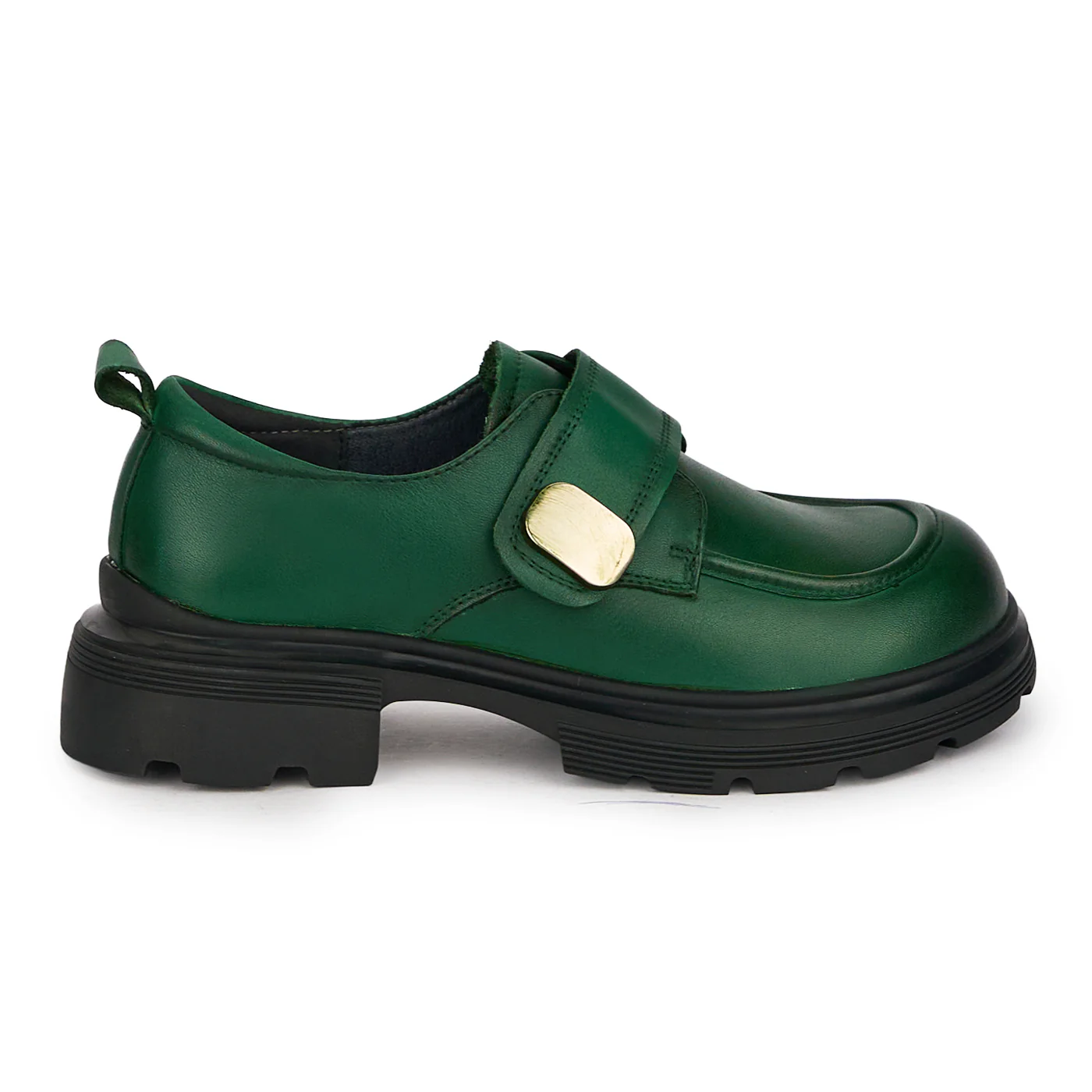 Pantofi dama din piele naturala verde cu accesoriu metalic 18713