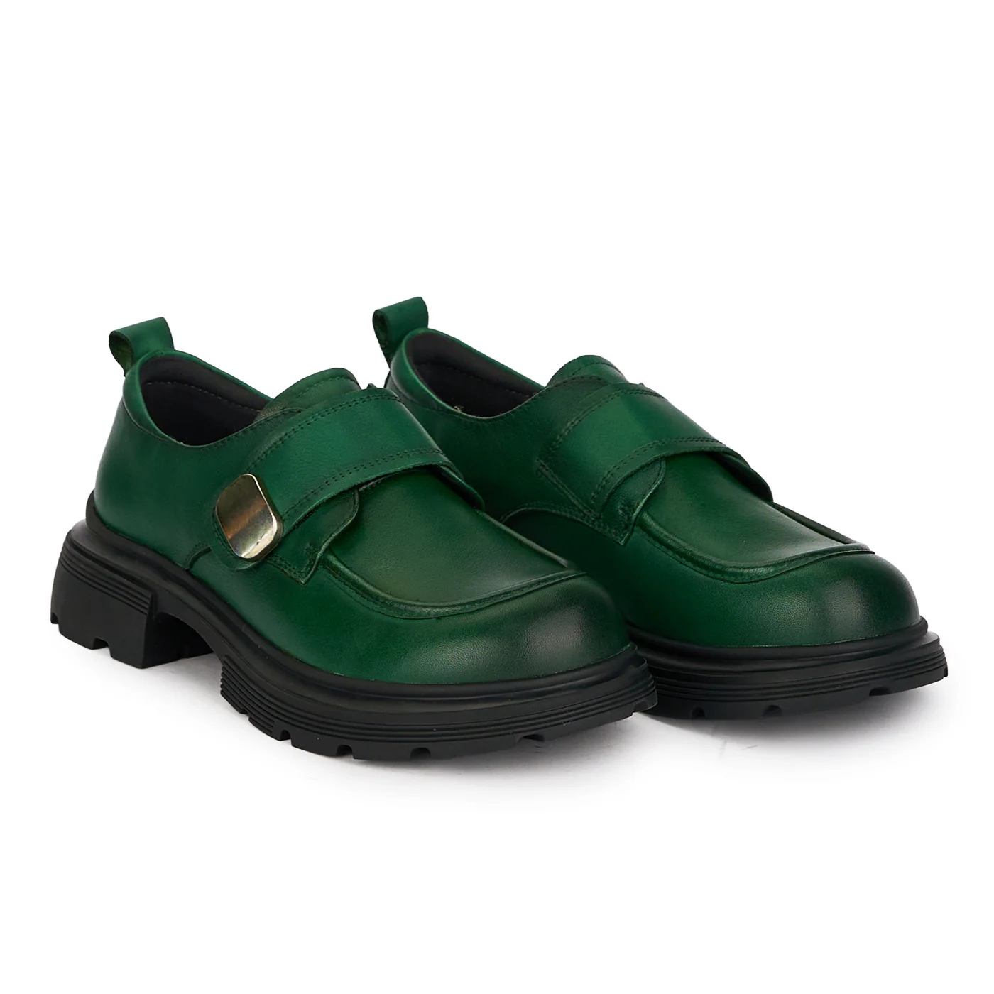 Pantofi dama din piele naturala verde cu accesoriu metalic 18713 - Image 4