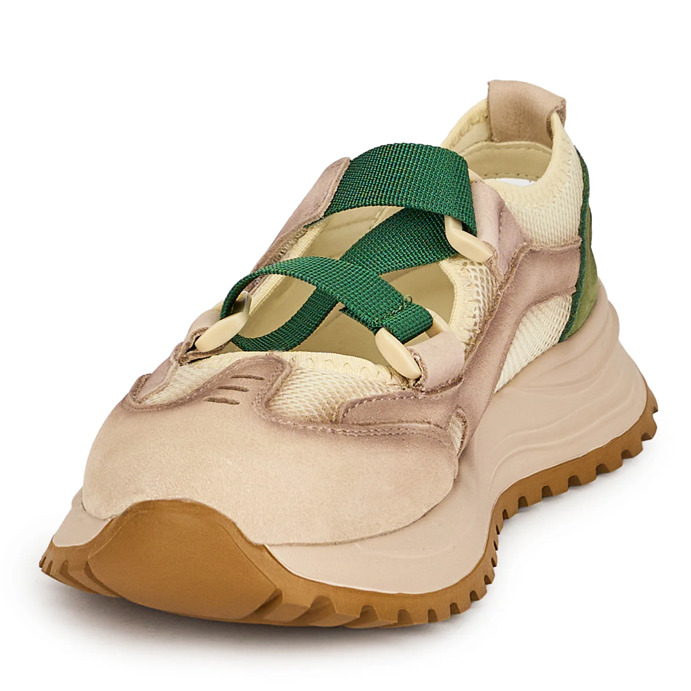 Pantofi dama din piele naturala verde cu plasa 19293 - Image 3