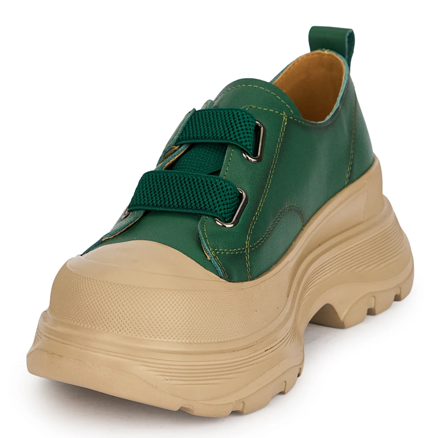 Pantofi dama din piele naturala verde cu talpa inalta 5.5 cm 19514 - Image 3