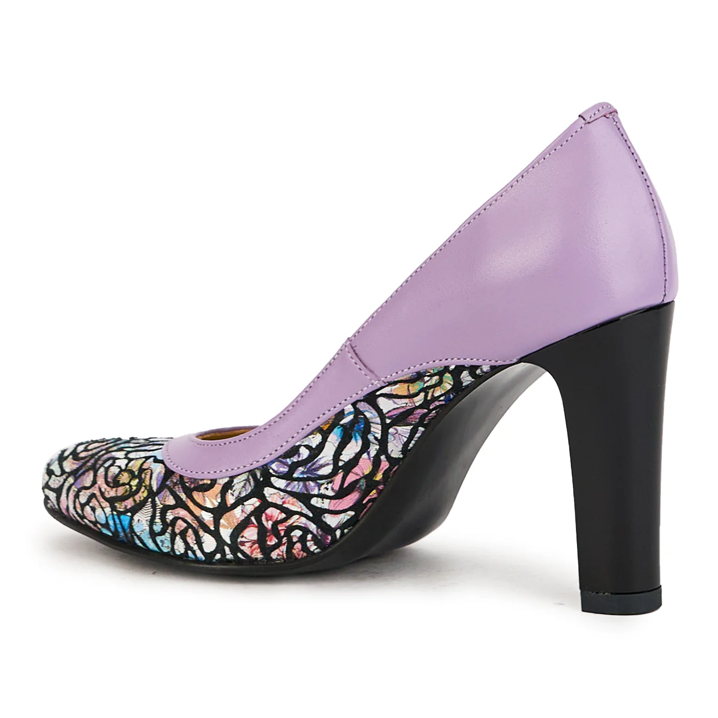 Pantofi dama din piele naturala lila cu toc  9.5 cm 17392 - Image 2