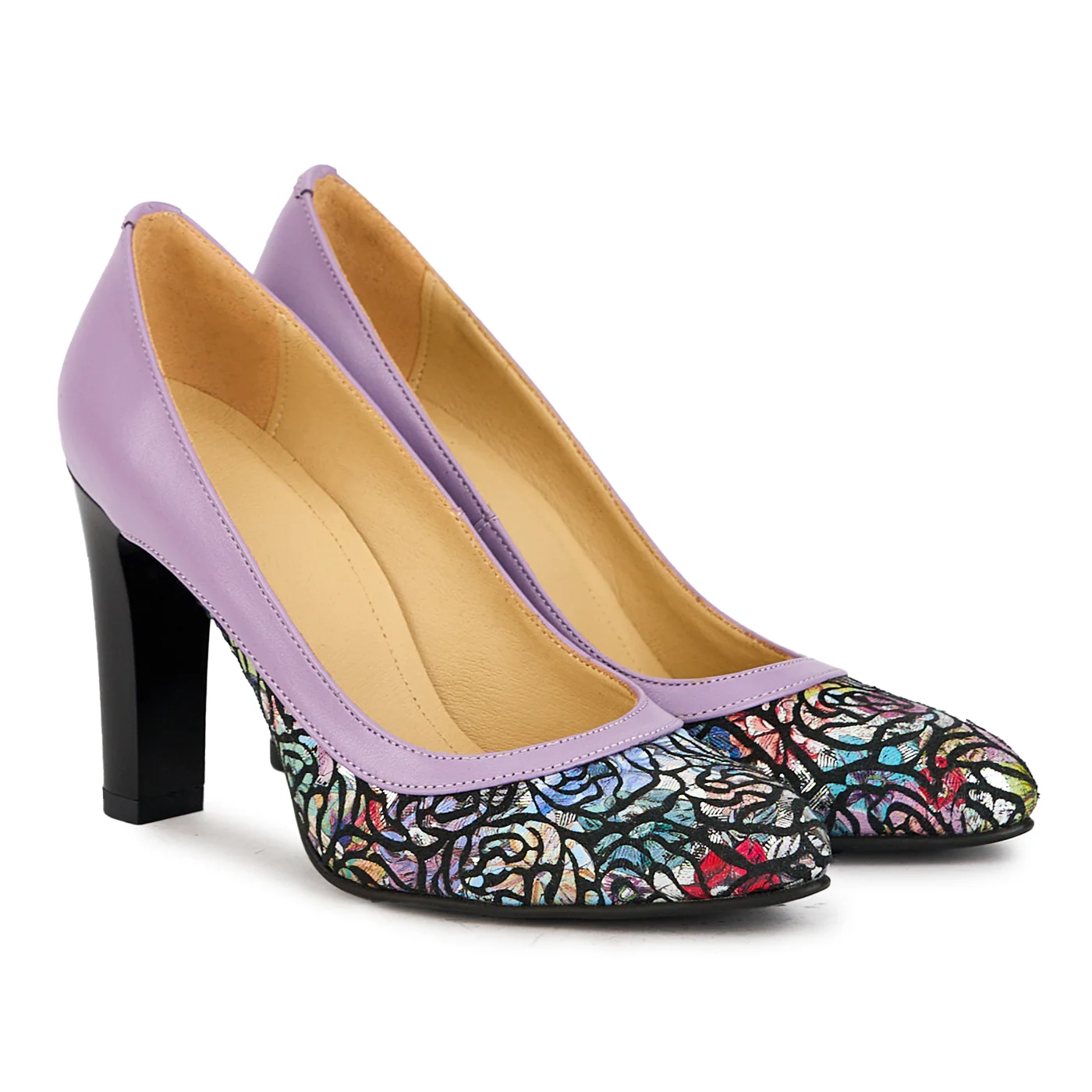 Pantofi dama din piele naturala lila cu toc  9.5 cm 17392 - Image 4