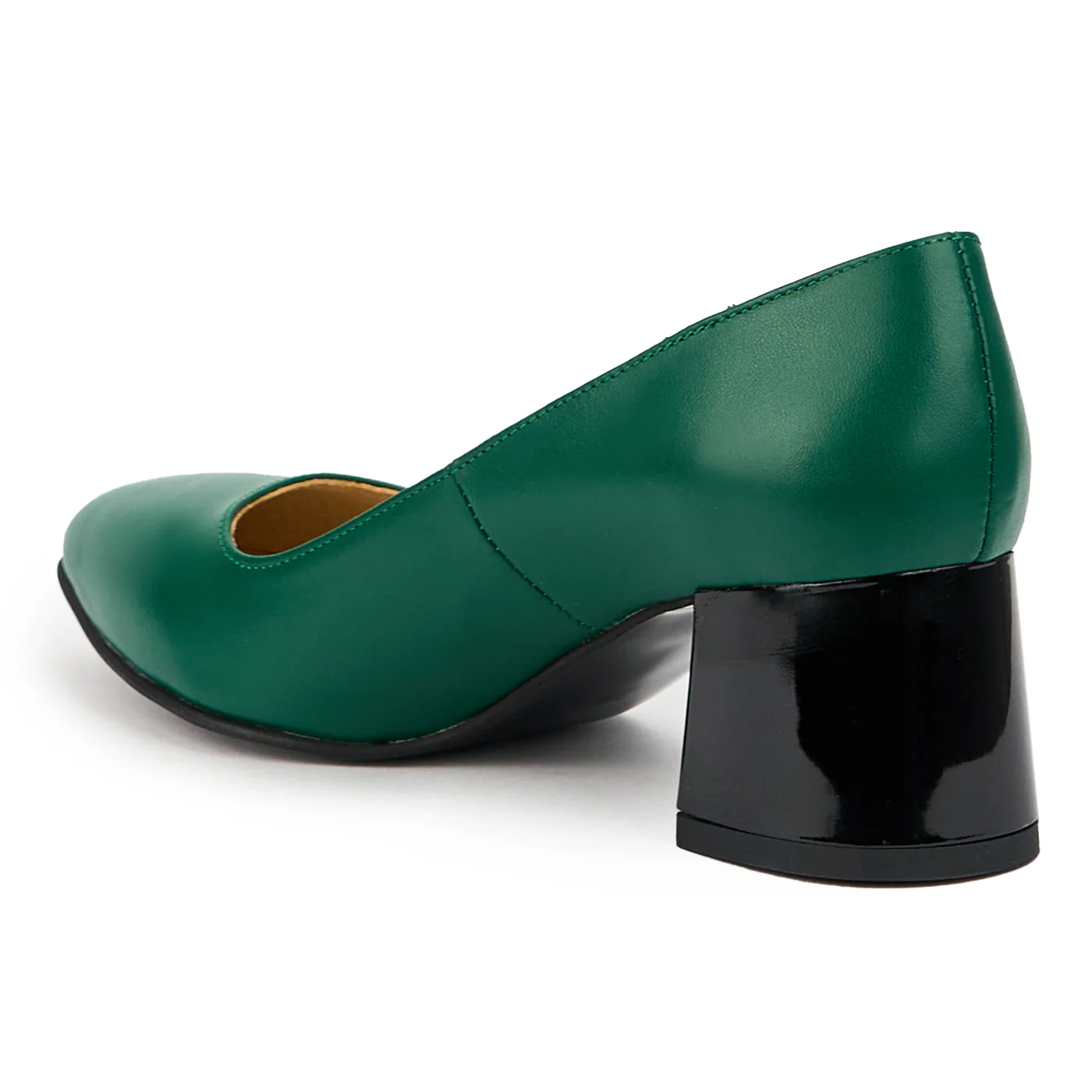 Pantofi dama din piele naturala verde cu toc gros 5.5 cm 14769 - Image 2