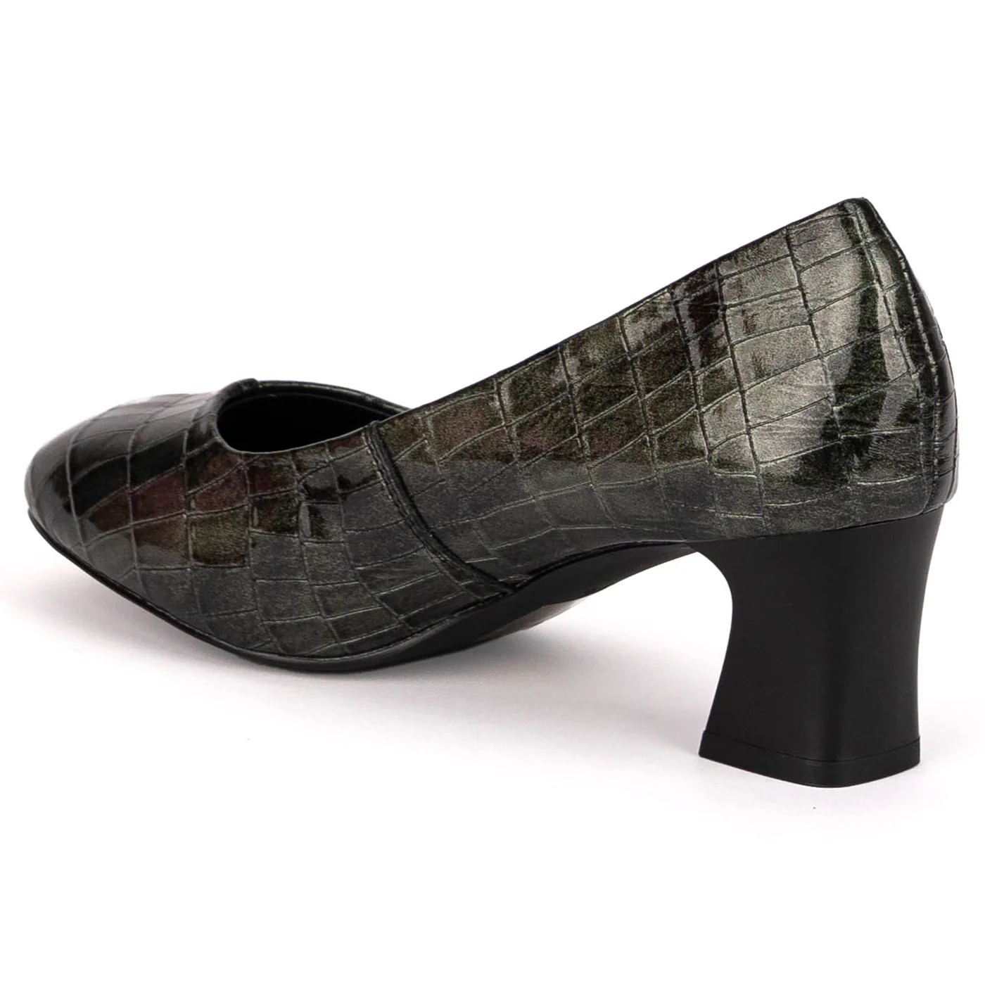 Pantofi dama din piele naturala verde cu toc gros 5.5 cm 18797 - Image 2