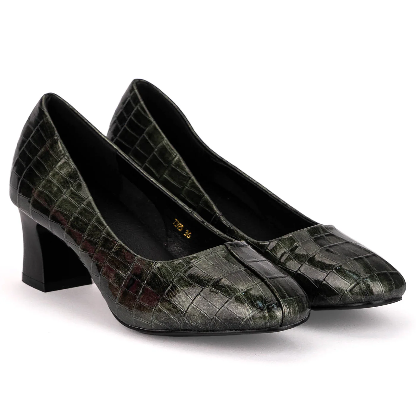 Pantofi dama din piele naturala verde cu toc gros 5.5 cm 18797 - Image 4