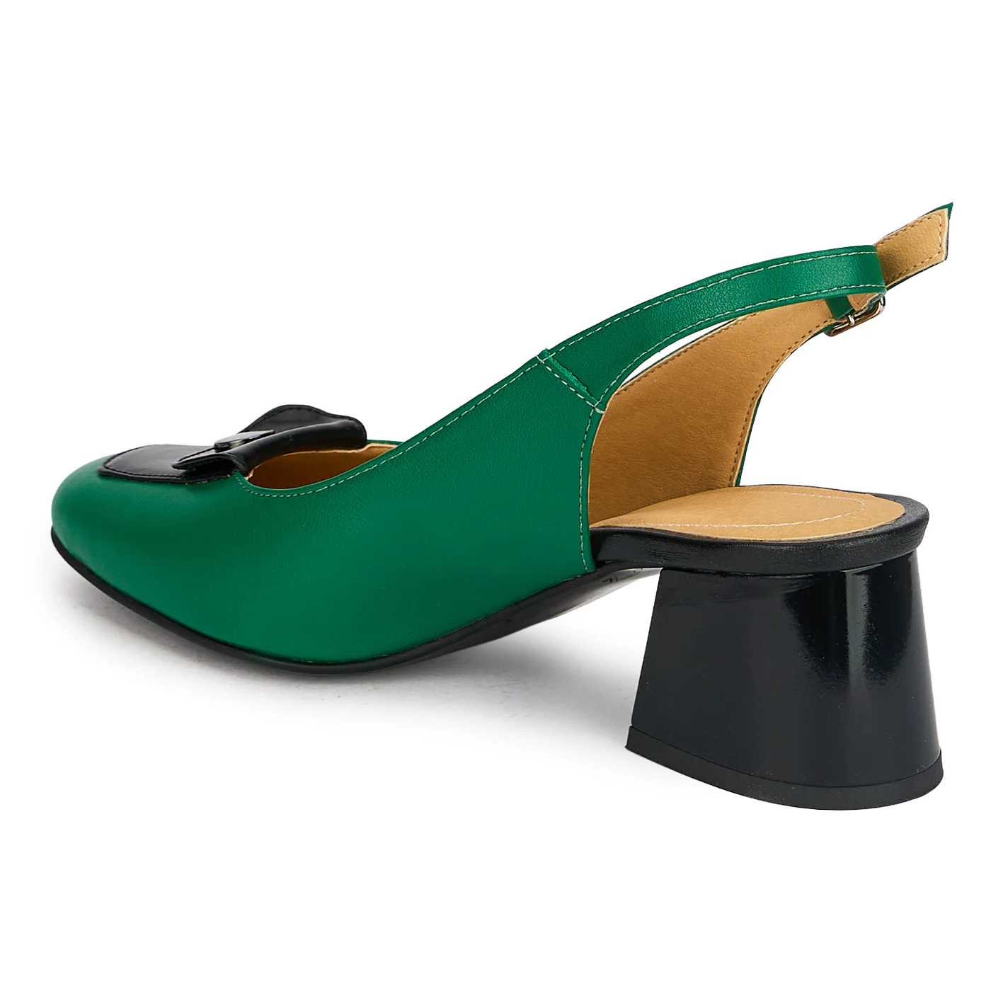 Pantofi dama din piele naturala verde cu toc gros 5.5 cm 19841 - Image 2