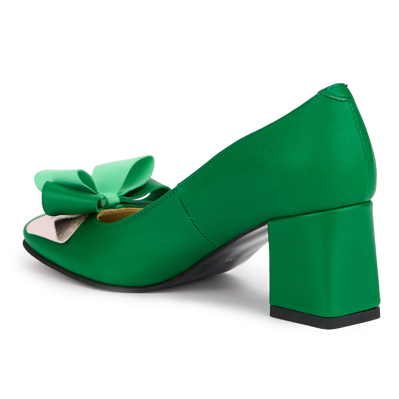 Pantofi dama din piele naturala verde cu toc gros 6.5 cm 16815 - Image 2
