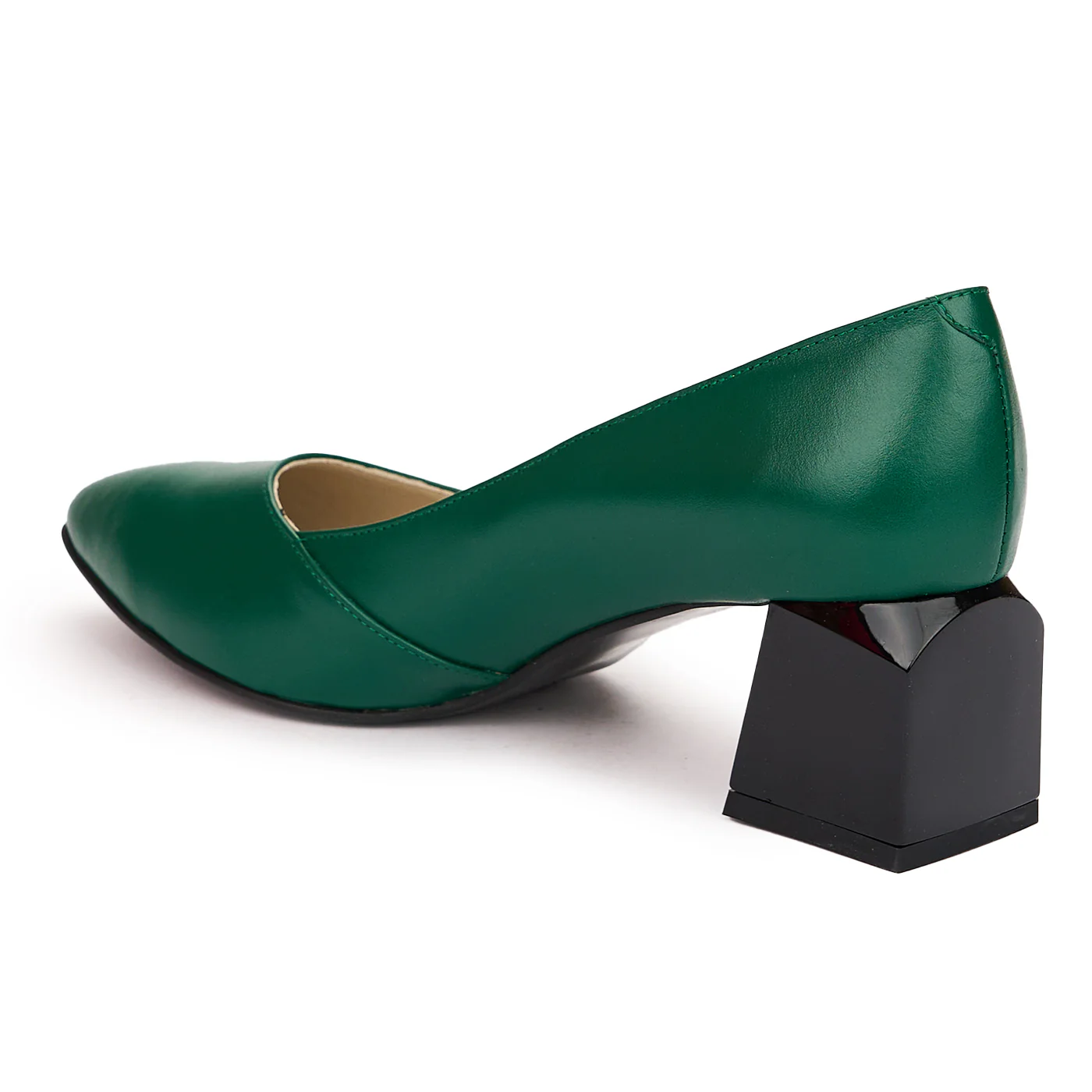 Pantofi dama din piele naturala verde cu toc gros 6 cm 13768 - Image 2