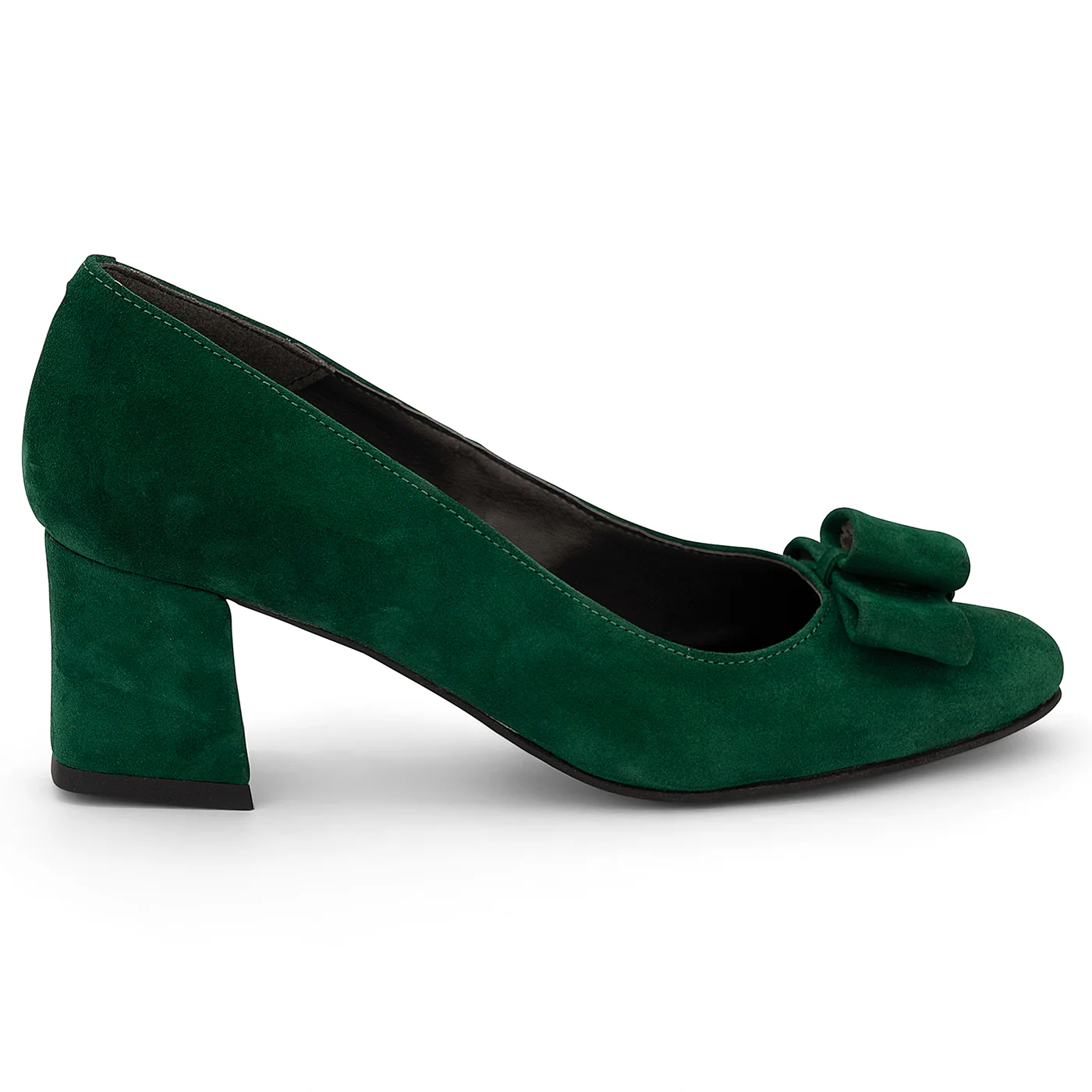 Pantofi dama din piele naturala verde cu toc gros 6 cm 14182
