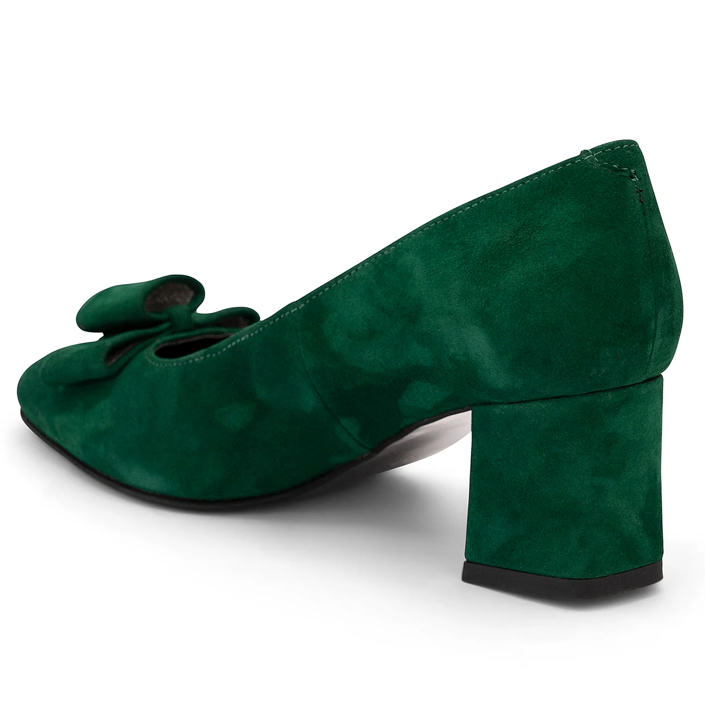 Pantofi dama din piele naturala verde cu toc gros 6 cm 14182 - Image 2