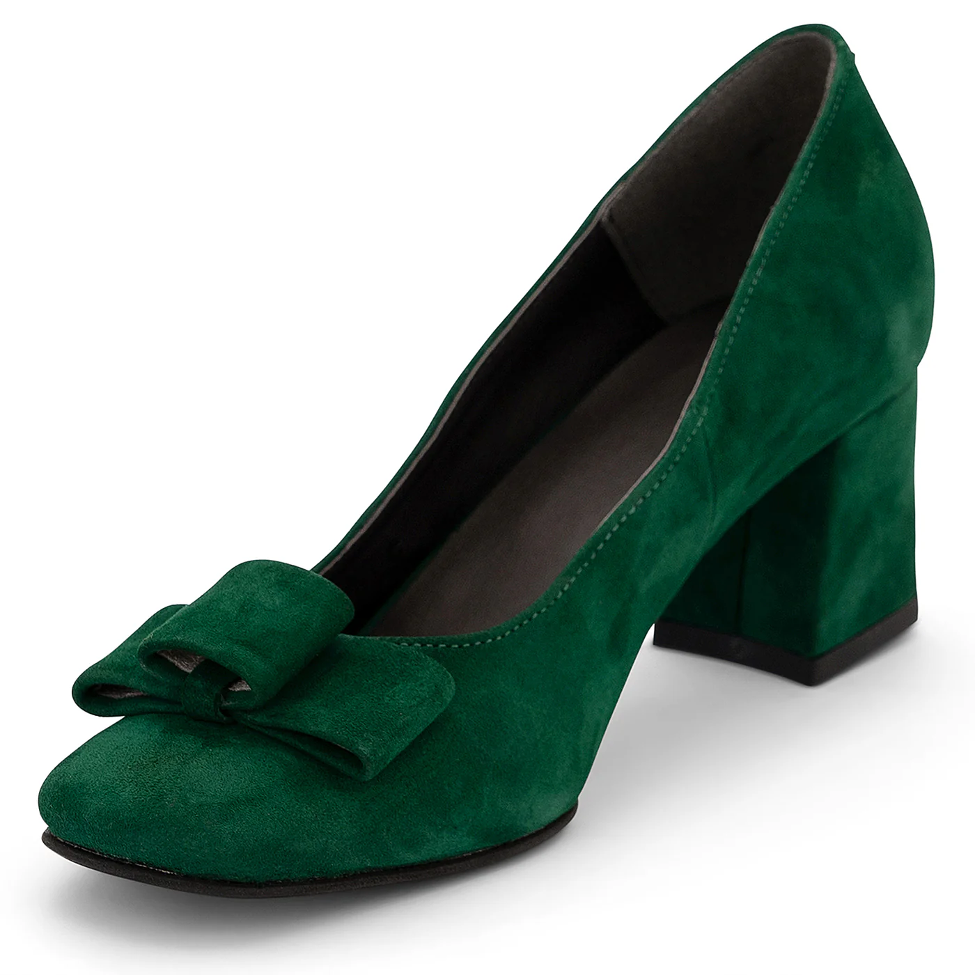 Pantofi dama din piele naturala verde cu toc gros 6 cm 14182 - Image 3