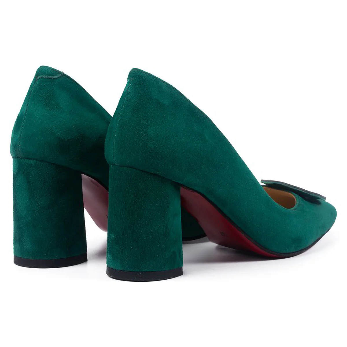 Pantofi dama din piele naturala verde cu toc gros 7.5 cm 15736 - Image 2