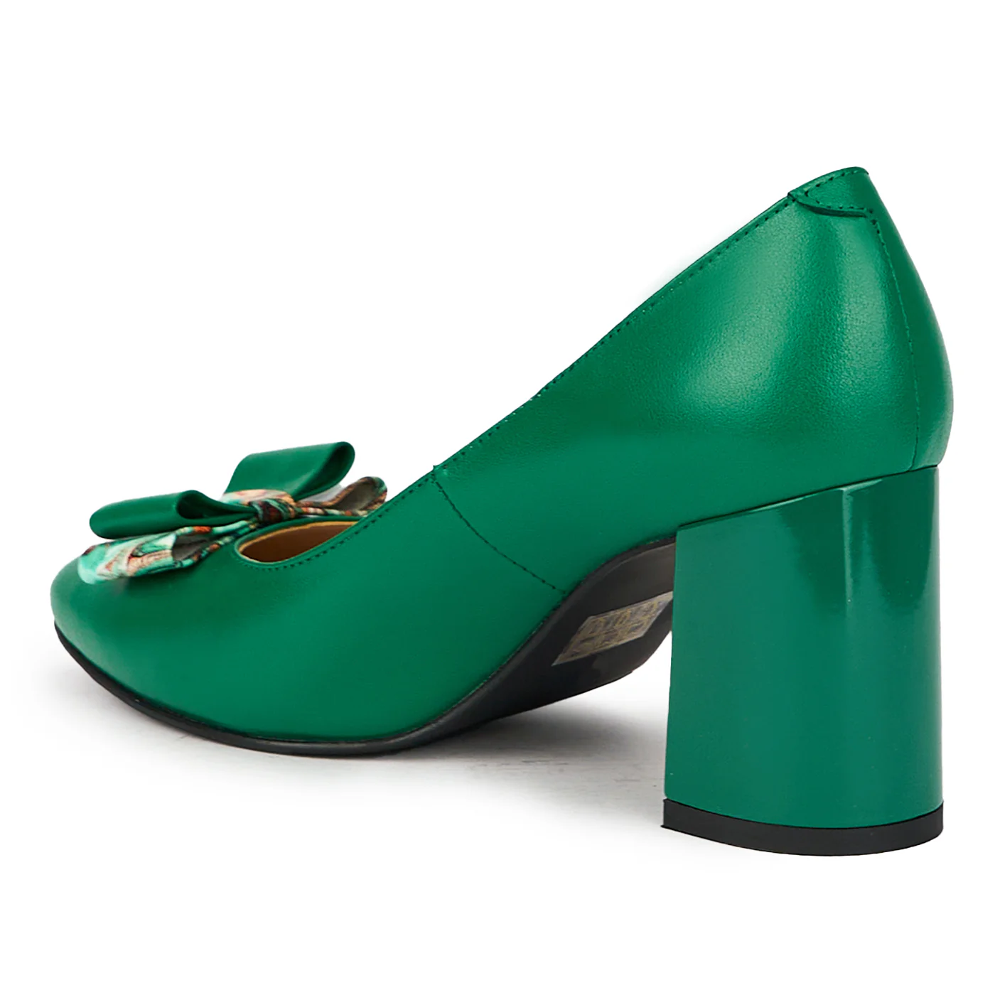 Pantofi dama din piele naturala verde cu toc gros 7.5 cm 15861 - Image 2