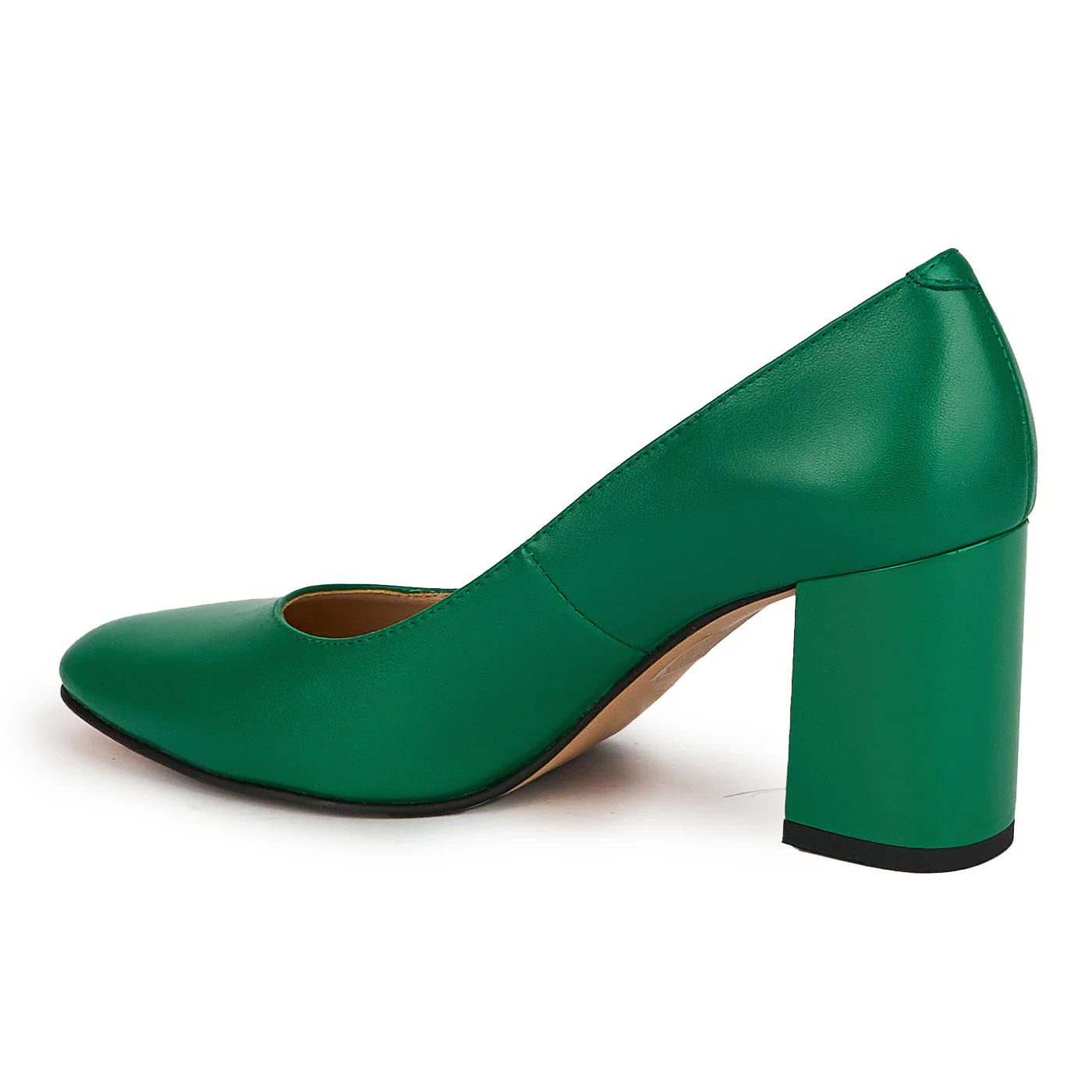 Pantofi dama din piele naturala verde cu toc gros 7.5 cm 18694 - Image 2
