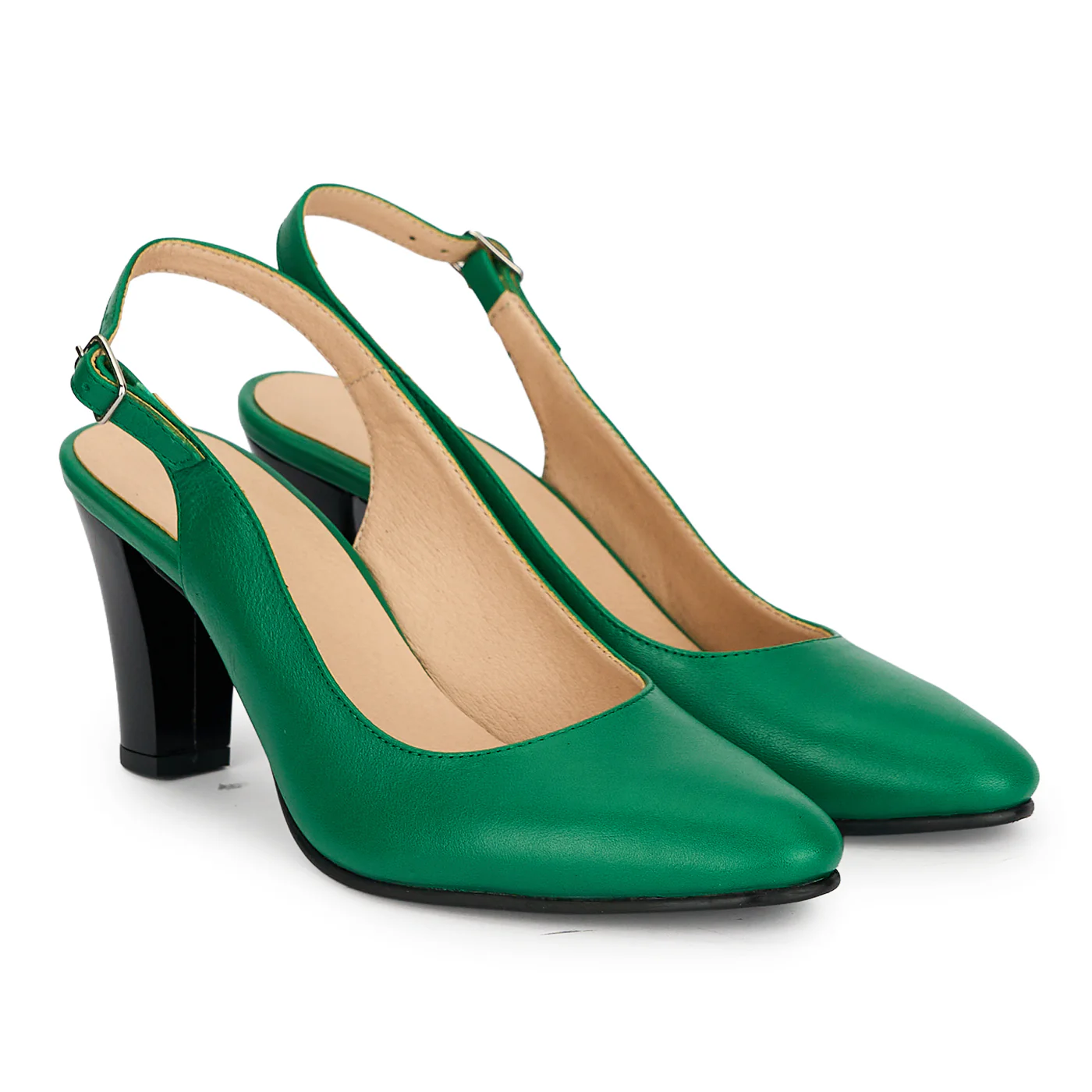 Pantofi dama din piele naturala verde cu toc gros 7.5 cm 19384 - Image 4