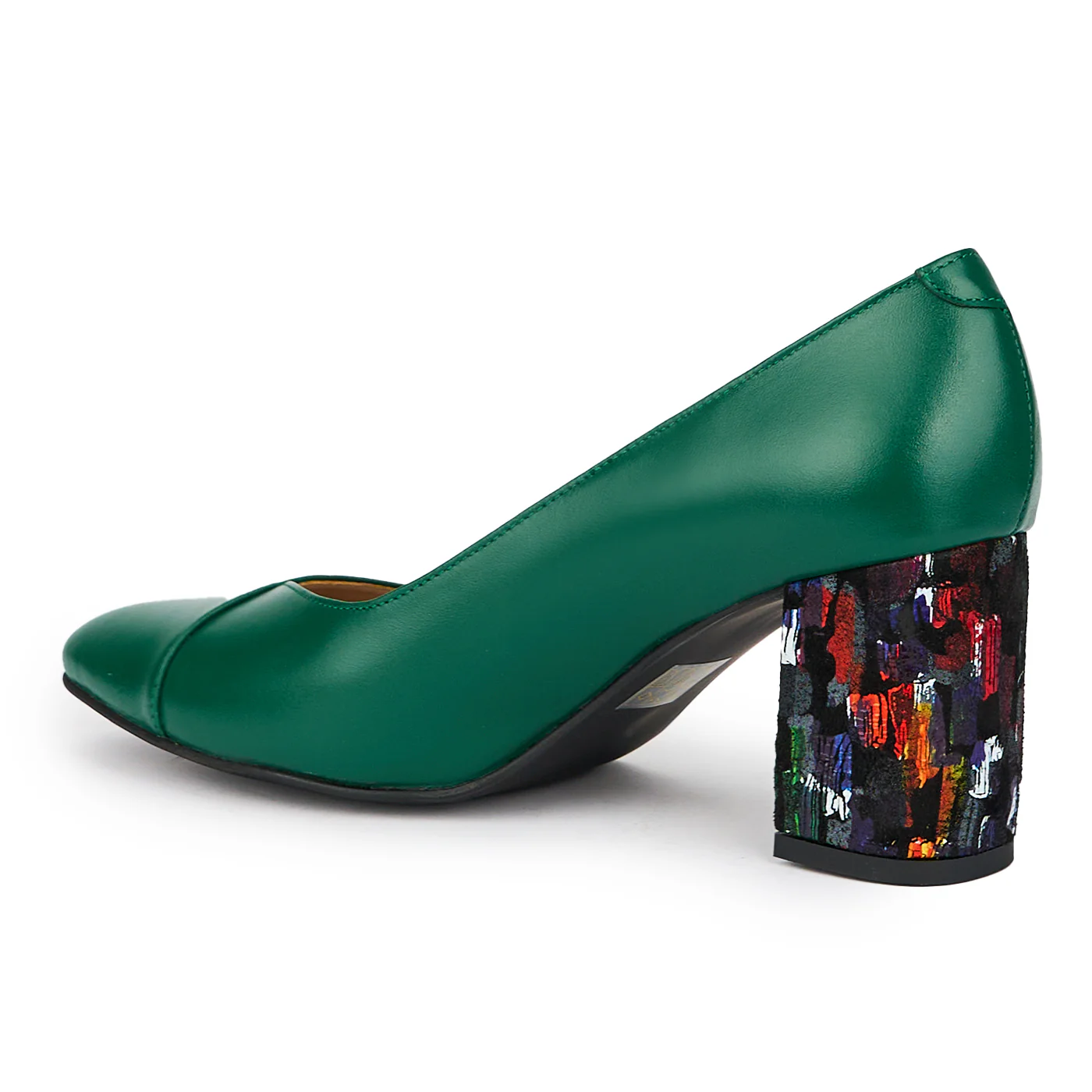 Pantofi dama din piele naturala verde cu toc gros 8 cm 15284 - Image 2