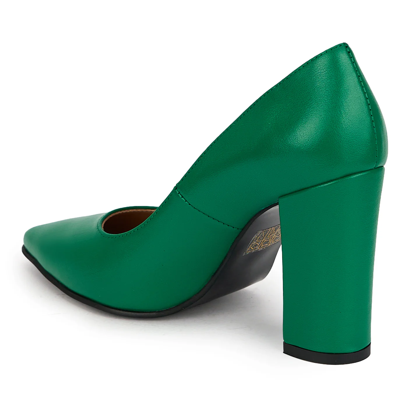 Pantofi dama din piele naturala verde cu toc gros 9.5 cm 19617 - Image 2