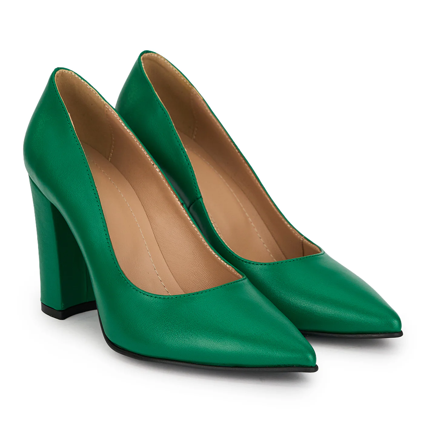 Pantofi dama din piele naturala verde cu toc gros 9.5 cm 19617 - Image 4