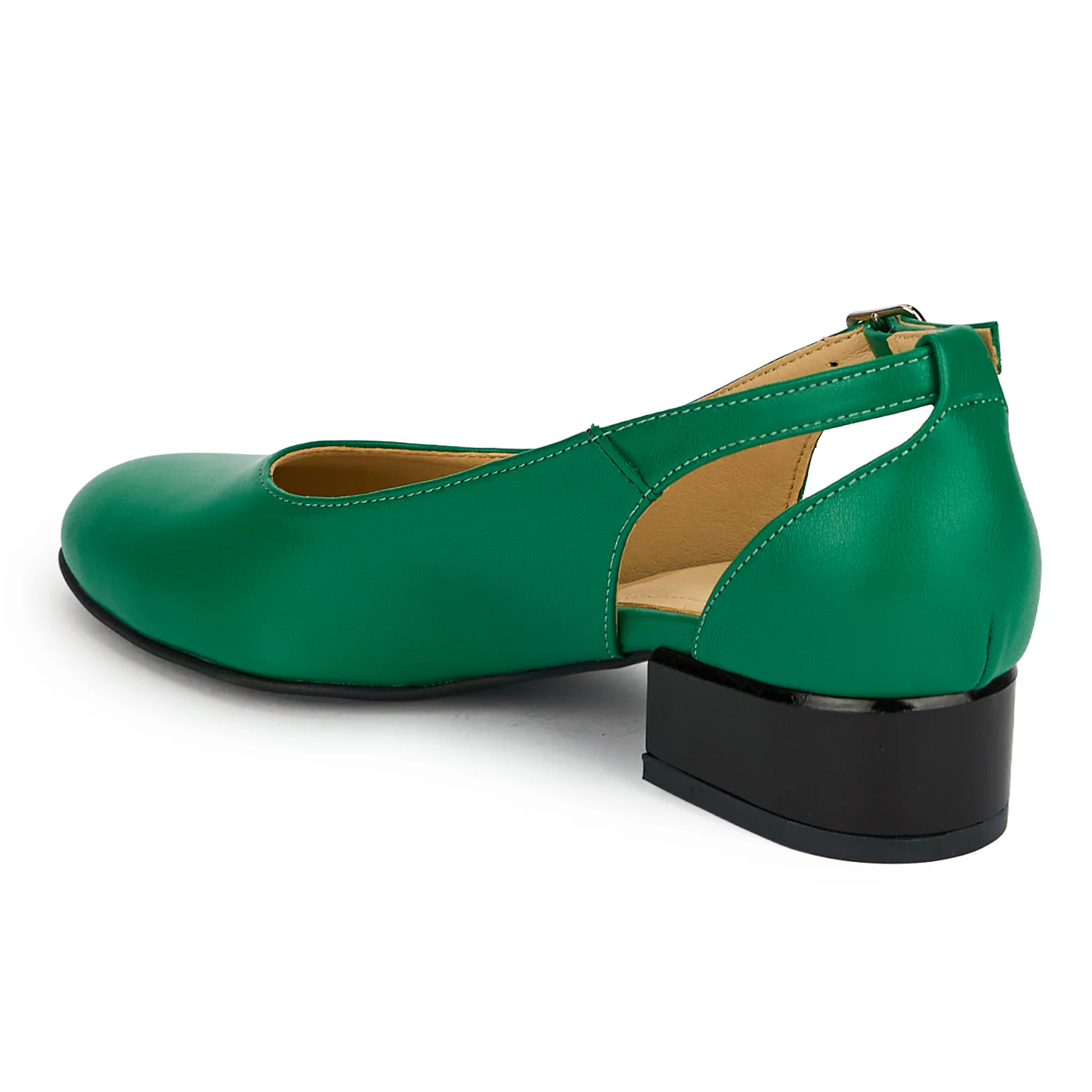 Pantofi dama din piele naturala verde cu toc mic 3 cm 19418 - Image 2