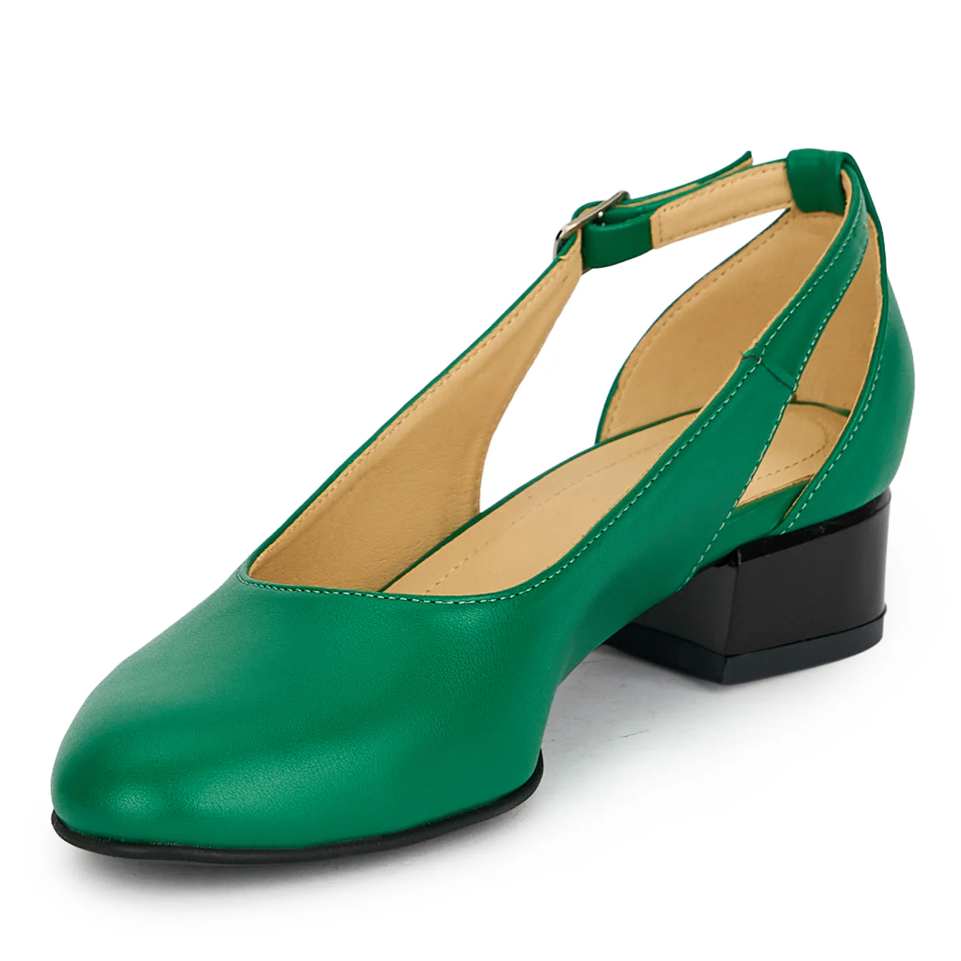 Pantofi dama din piele naturala verde cu toc mic 3 cm 19418 - Image 3
