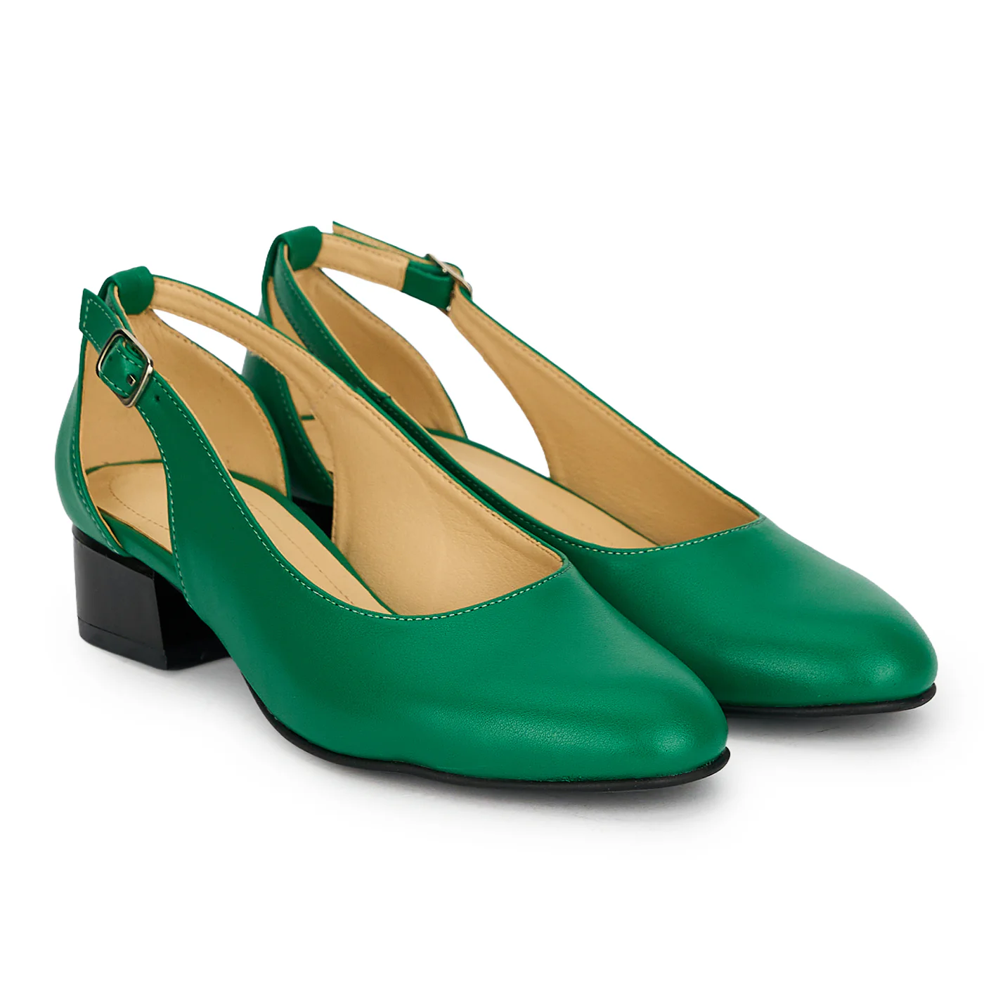 Pantofi dama din piele naturala verde cu toc mic 3 cm 19418 - Image 4