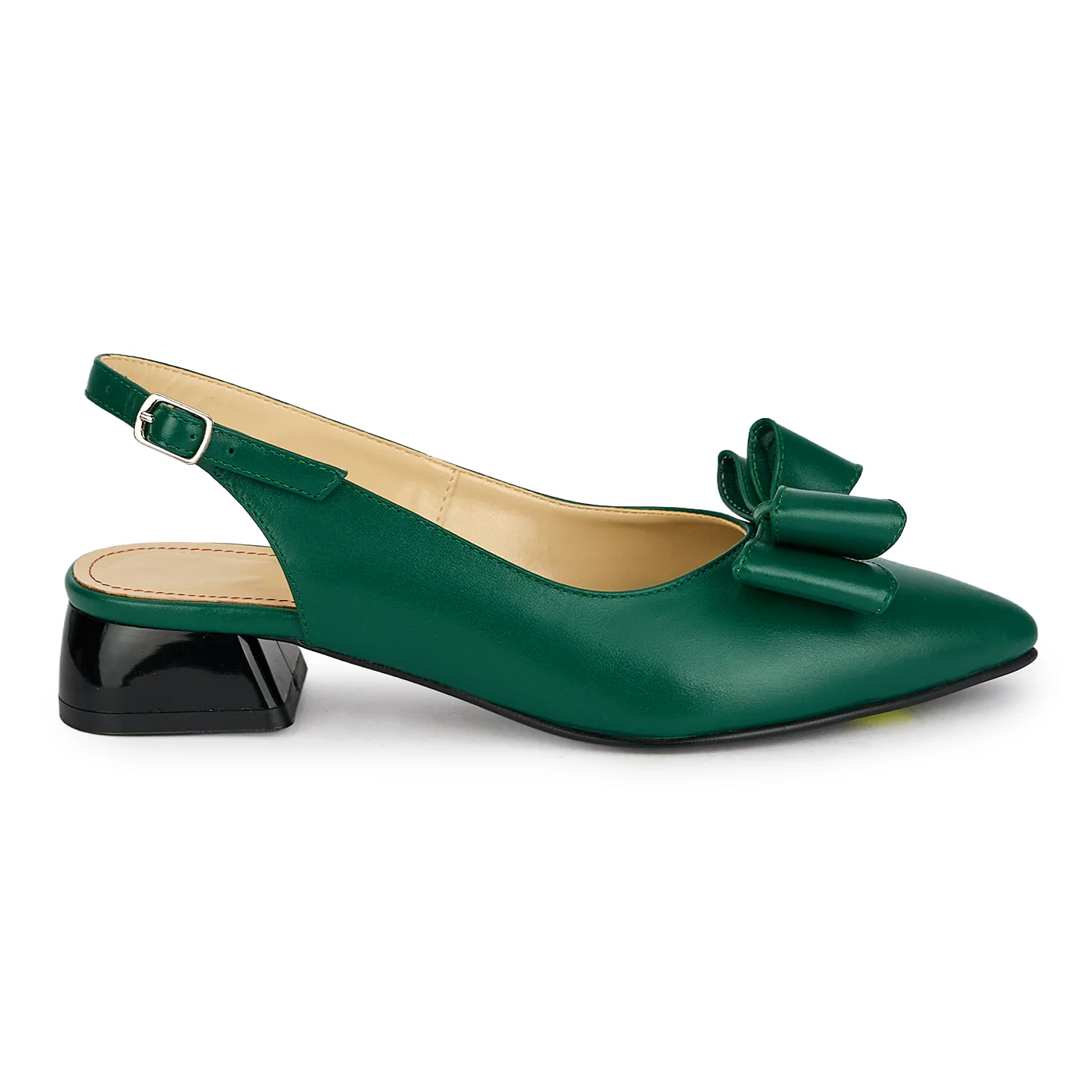 Pantofi dama din piele naturala verde cu toc mic 3 cm 19906