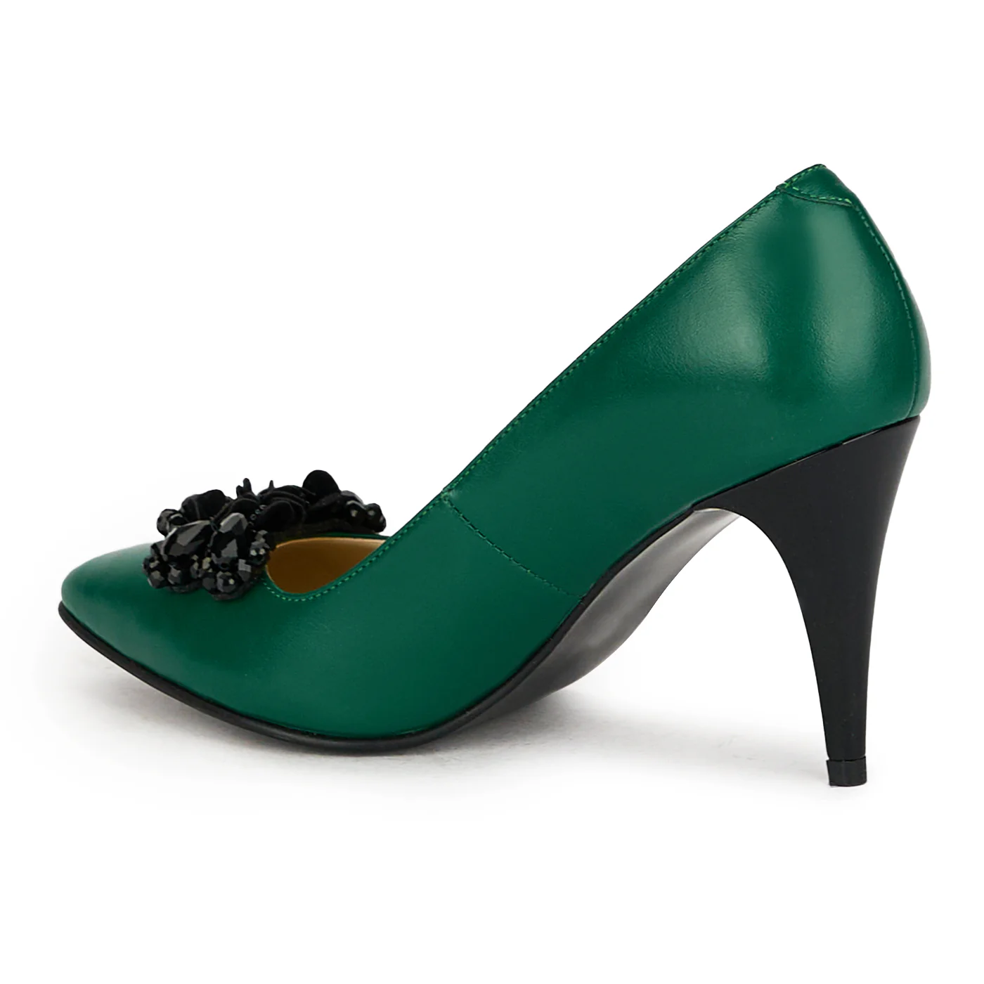 Pantofi dama din piele naturala verde cu toc subtire 17536 - Image 2