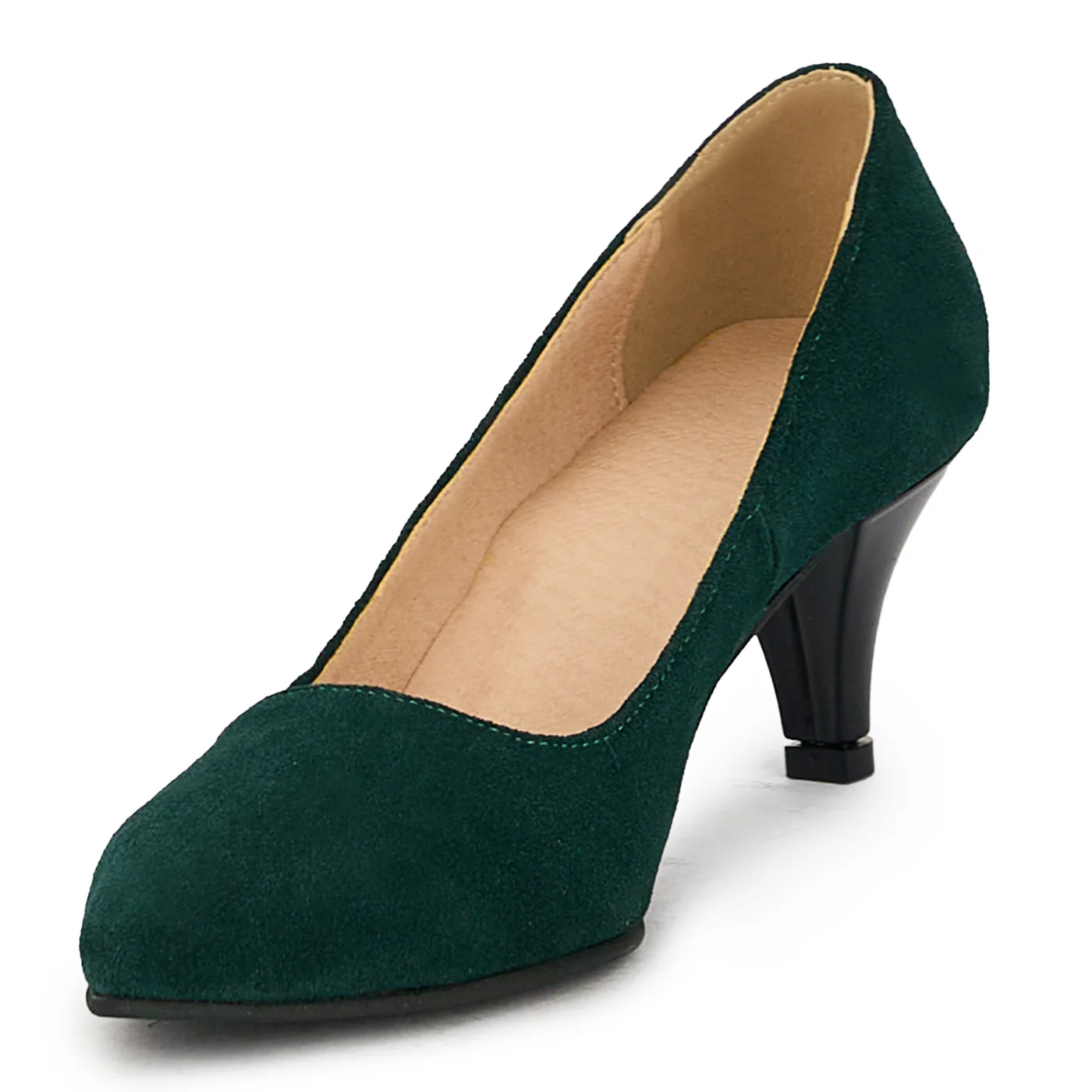 Pantofi dama din piele naturala verde cu toc subtire 17584 - Image 3