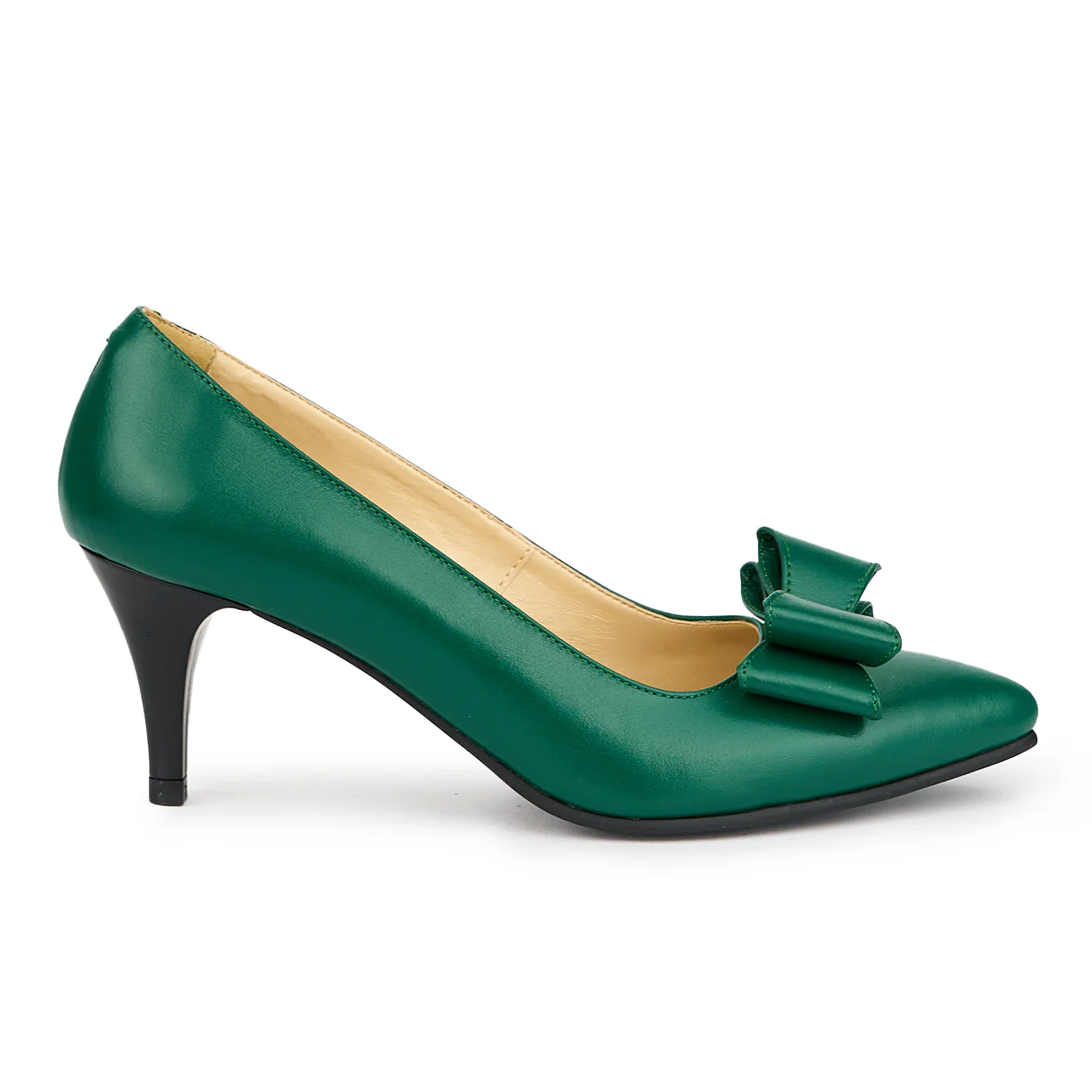Pantofi dama din piele naturala verde cu toc subtire 7 cm 15059