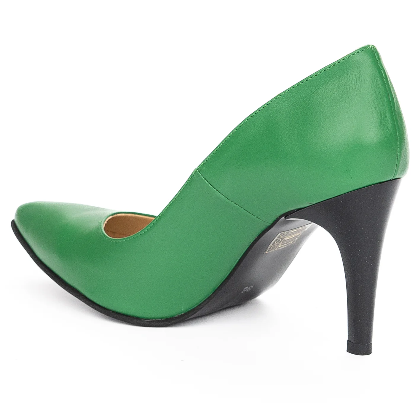 Pantofi dama din piele naturala verde cu toc subtire 8.5 cm 13935 - Image 2