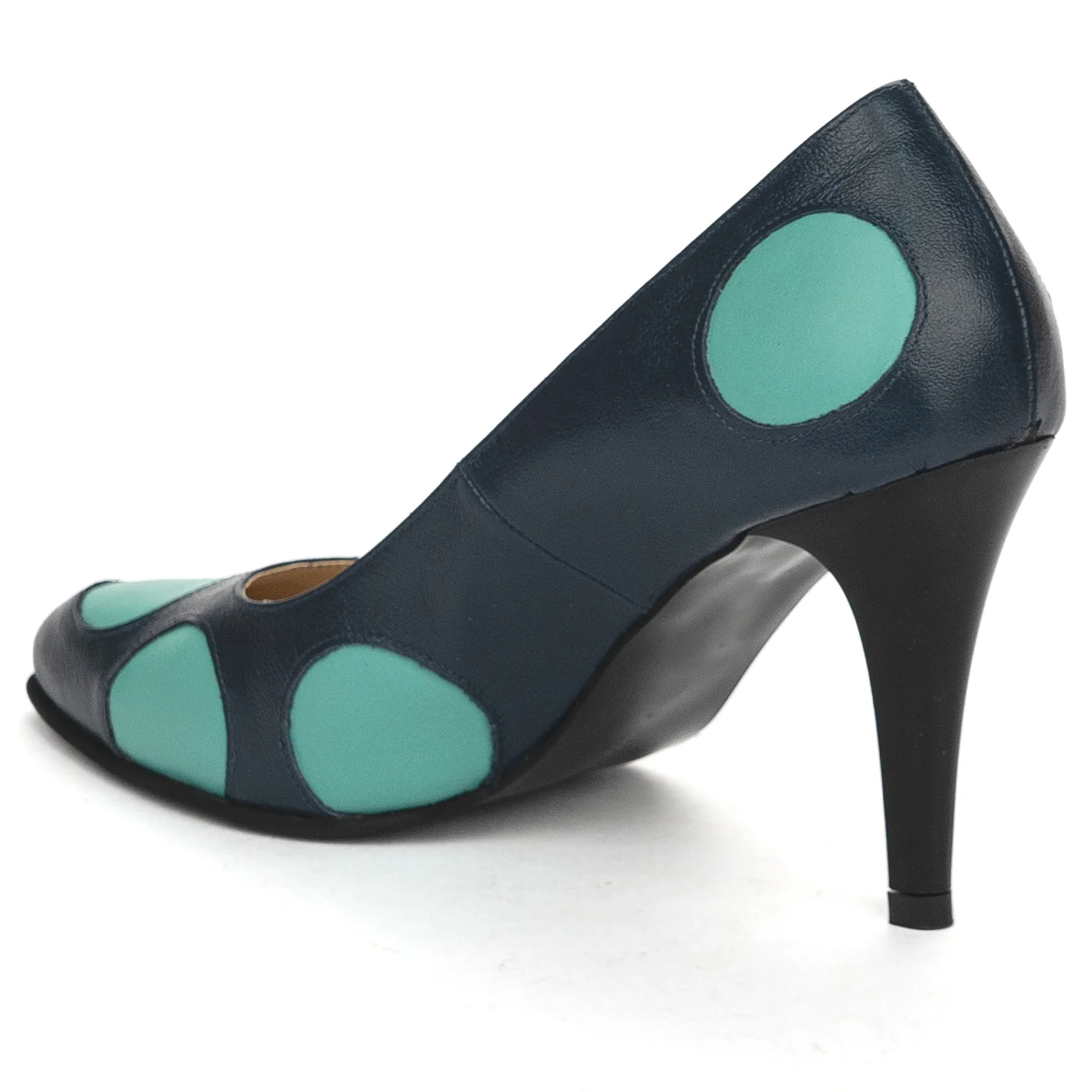 Pantofi dama din piele naturala verde cu toc subtire 9 cm 13849 - Image 2