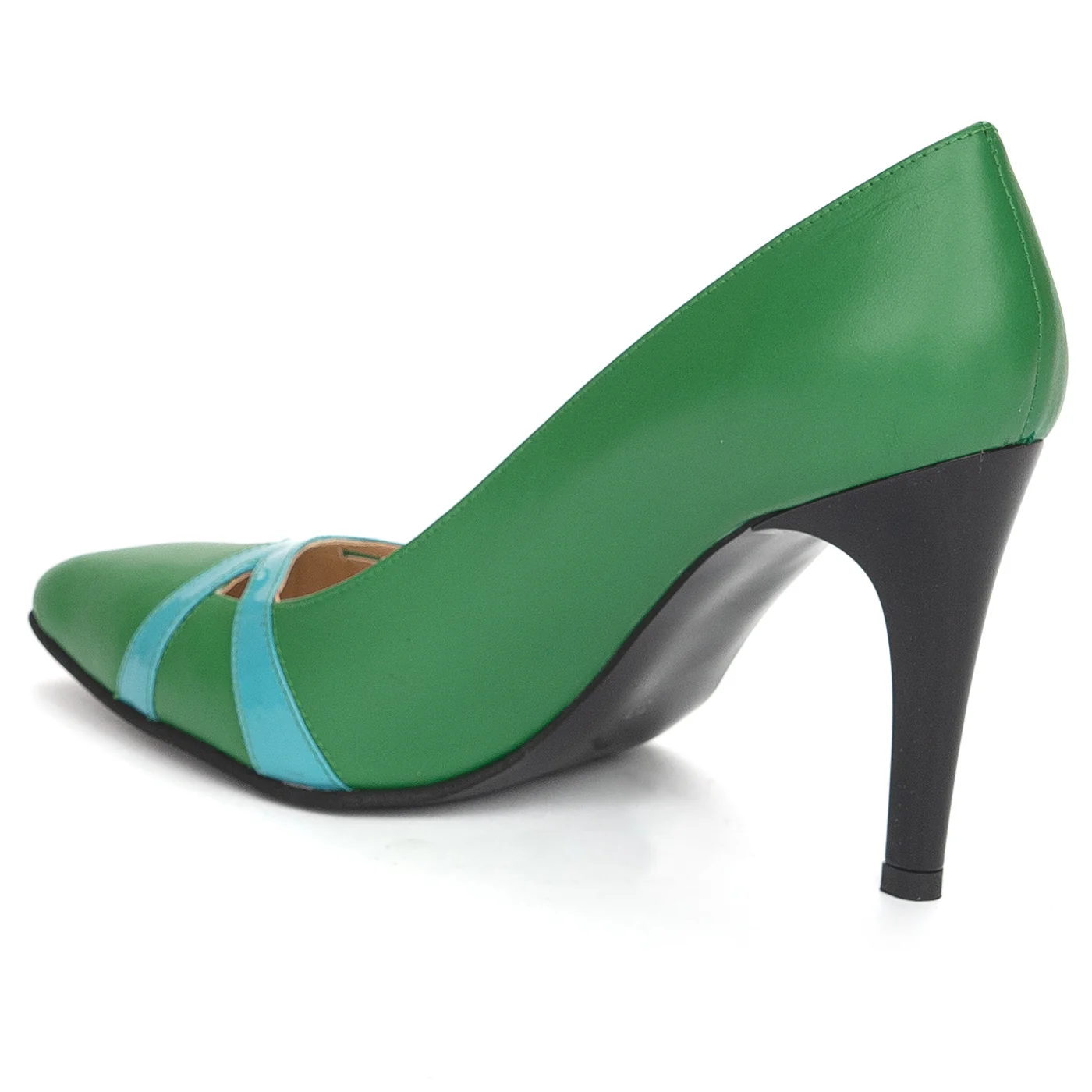 Pantofi dama din piele naturala verde cu toc subtire 9 cm 13882 - Image 2
