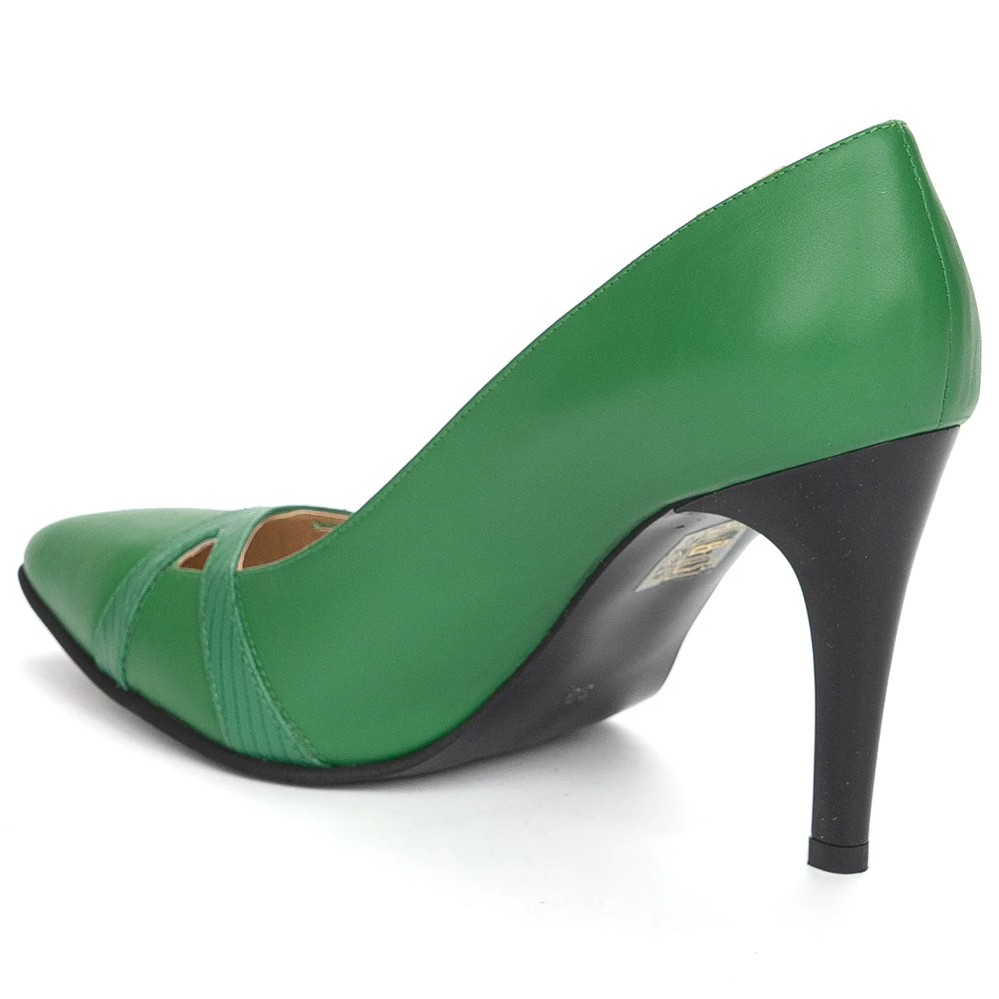 Pantofi dama din piele naturala verde cu toc subtire 9 cm 13891 - Image 2