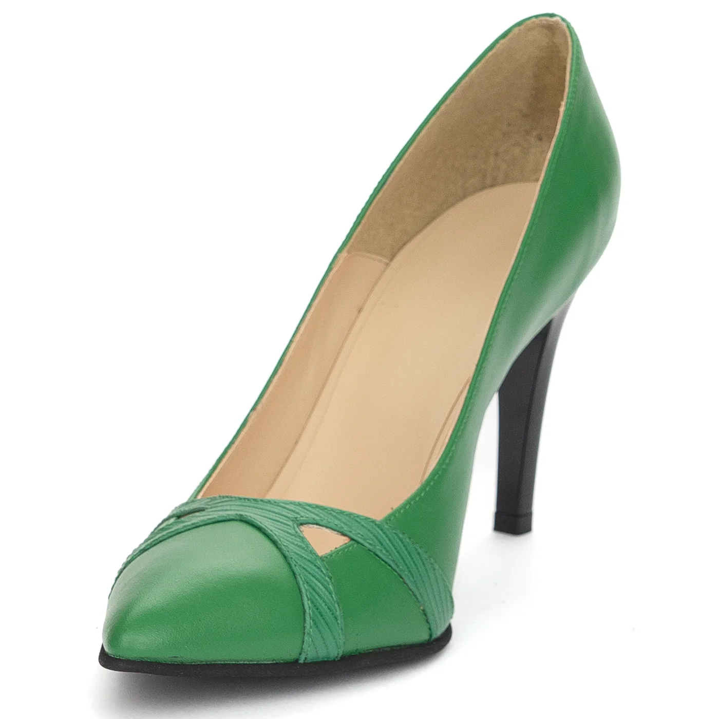 Pantofi dama din piele naturala verde cu toc subtire 9 cm 13891 - Image 3