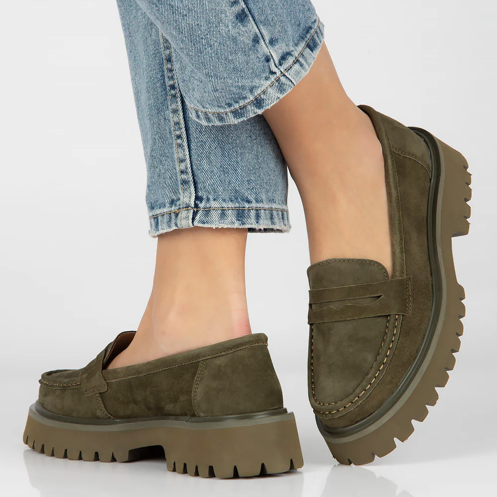 Pantofi dama din piele naturala verde khaki 13611 - Image 5